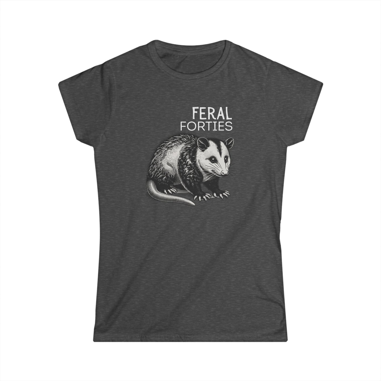 Feral Forties Graphic Tee, Fun Women's T-Shirt for Birthday, Casual Wear, Animal Lovers, Unique Gift Idea