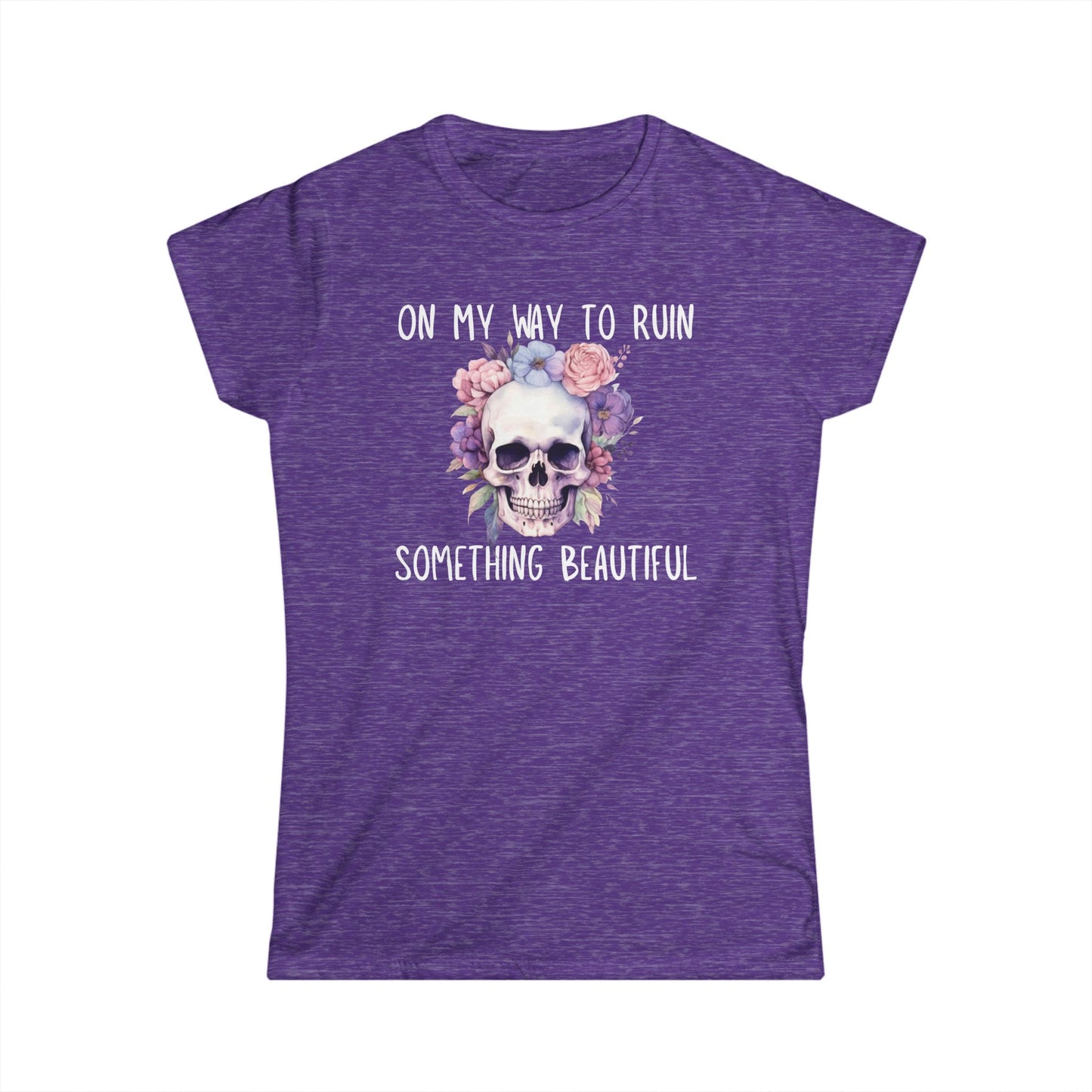 Skull Floral Graphic Tee, Edgy Women's Shirt, Casual Summer Top, Gift for Her, Trendy Statement Tee