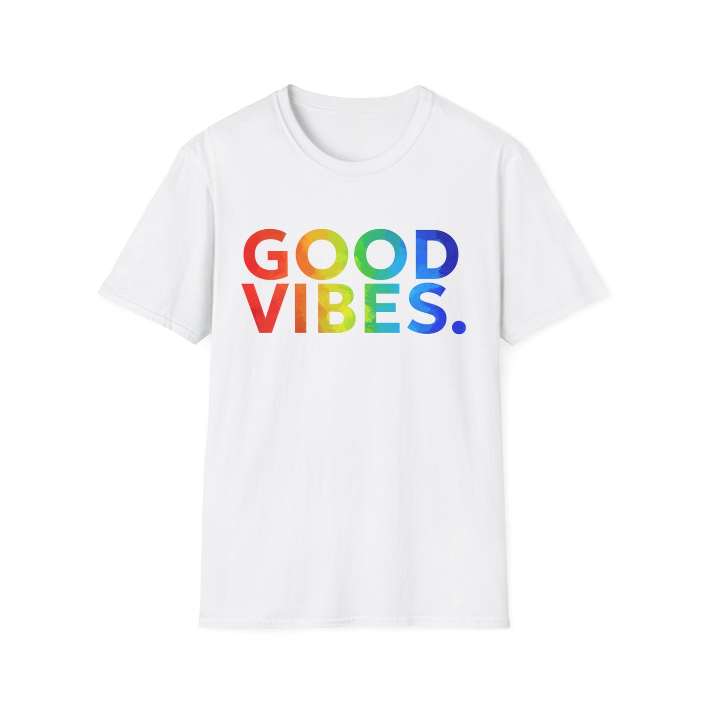 Good Vibes Rainbow Tee, Positive Energy Apparel, Casual Wear, Gift for Friends, Birthday Celebrations