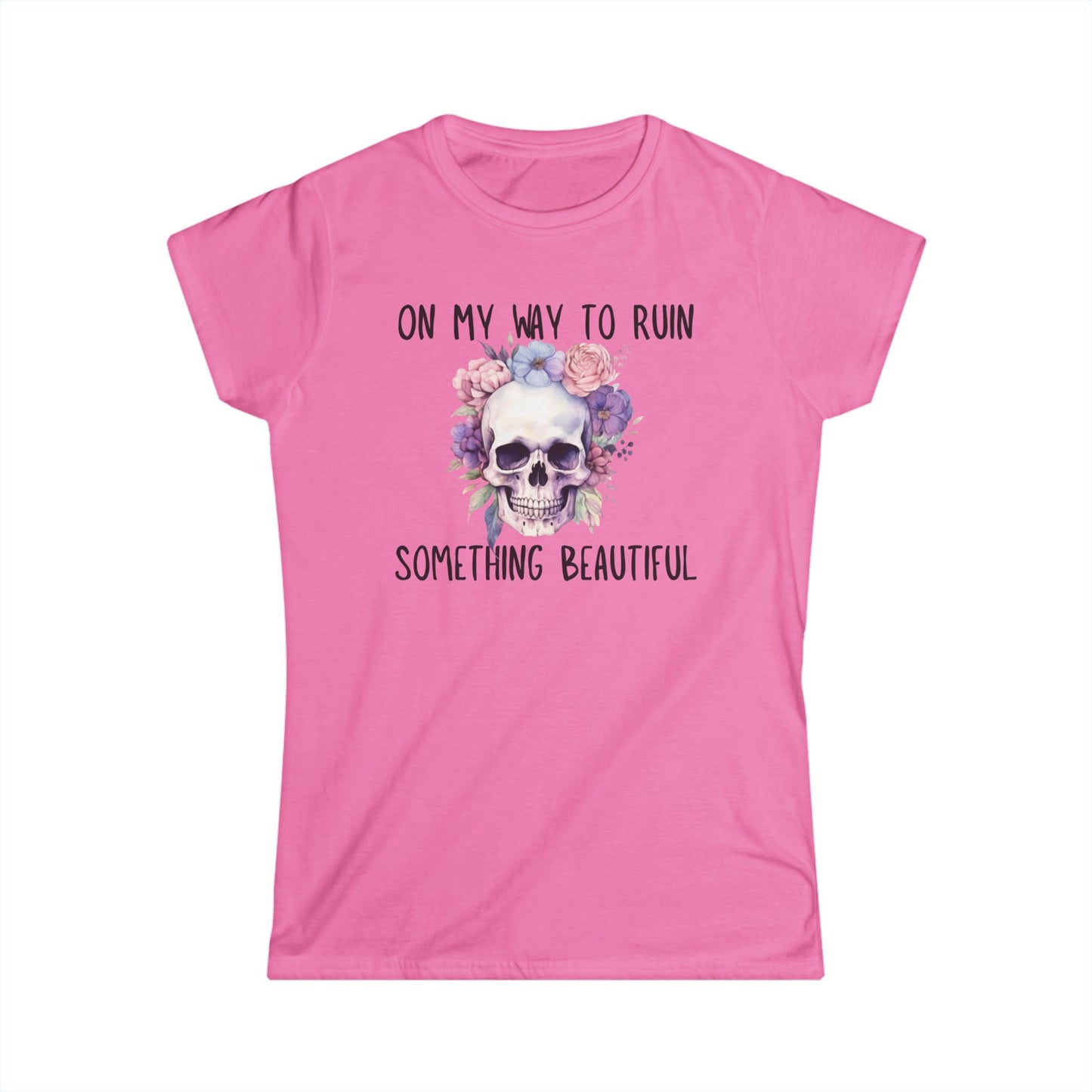 Skull Floral Graphic Tee, Edgy Women's Shirt, Casual Summer Top, Gift for Her, Trendy Statement Tee