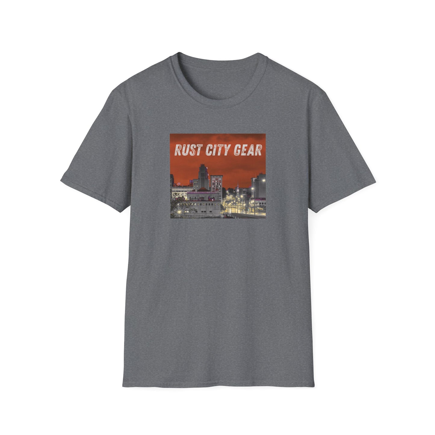 Rust City Gear Unisex Softstyle T-Shirt - Urban Fashion Tee, Casual Wear, Gift for City Lovers, Streetwear, Graphic Tee