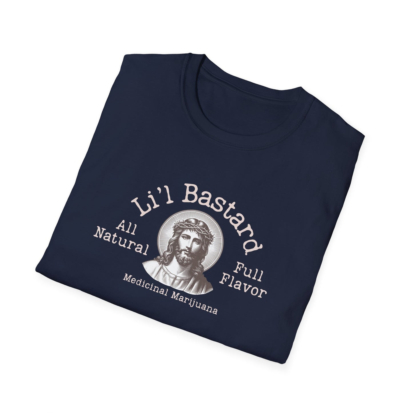 'Lil' Bastard' Unisex Cannabis-Themed Jesus T-Shirt, Funny Marijuana Shirt, Unique Gift for Stoners, Good Vibes Tee, Herbal Remedies Apparel