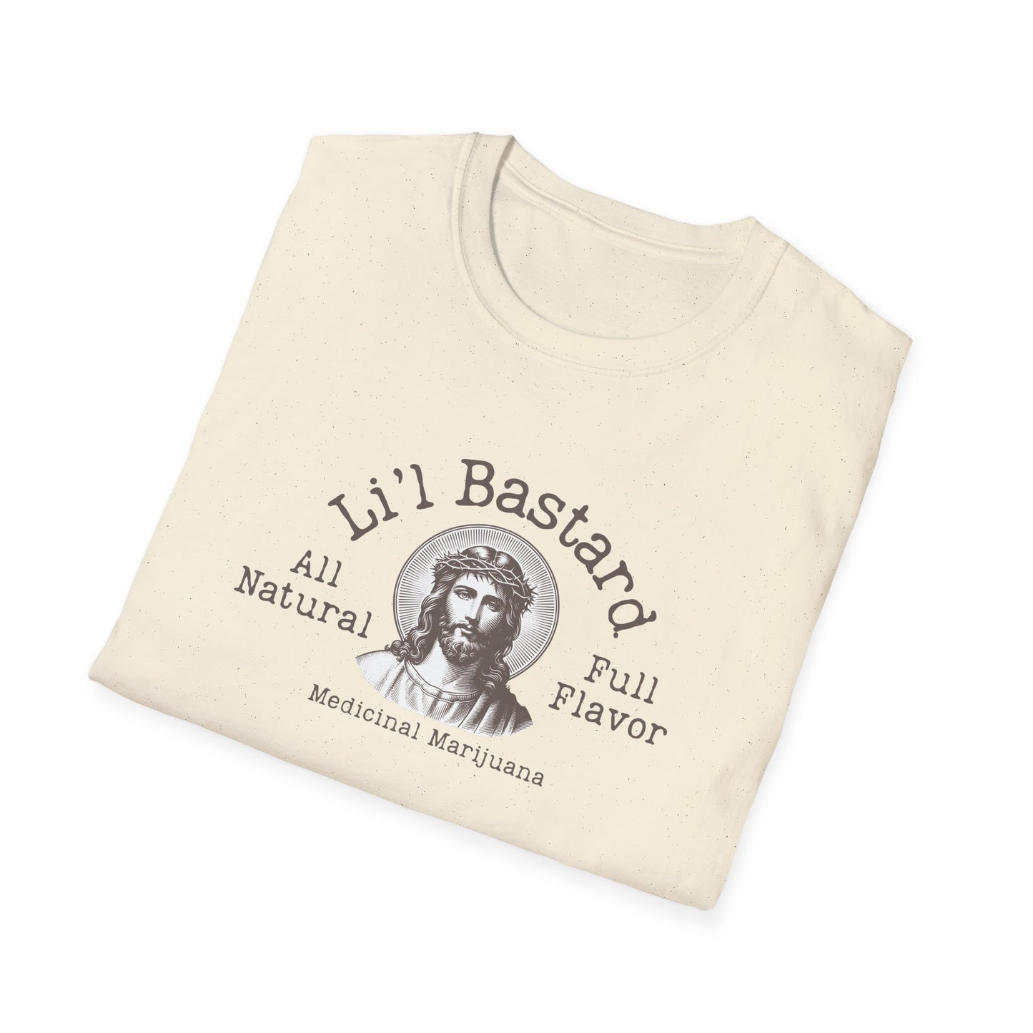 'Lil' Bastard' Unisex Cannabis-Themed Jesus T-Shirt, Funny Marijuana Shirt, Unique Gift for Stoners, Good Vibes Tee, Herbal Remedies Apparel