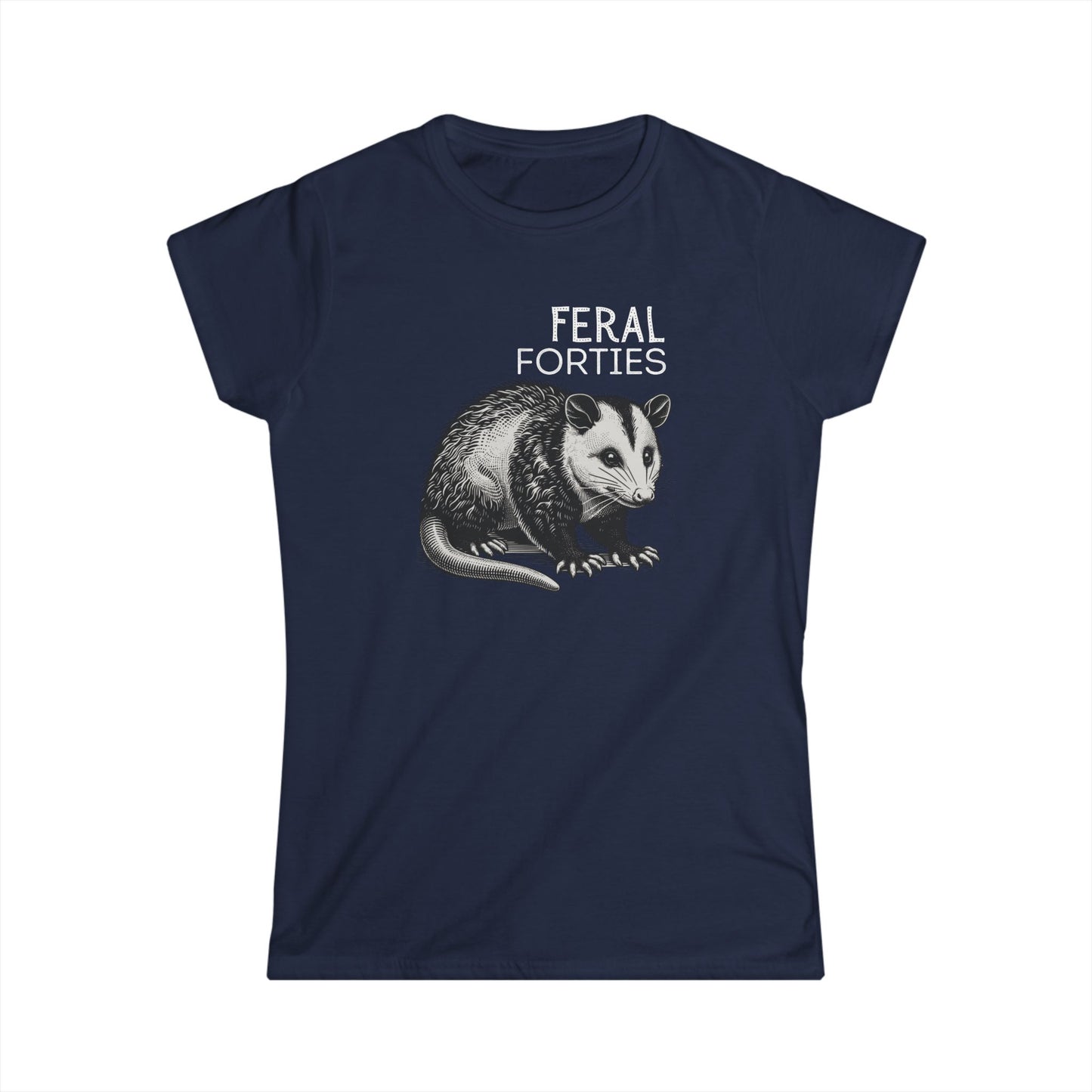 Feral Forties Graphic Tee, Fun Women's T-Shirt for Birthday, Casual Wear, Animal Lovers, Unique Gift Idea