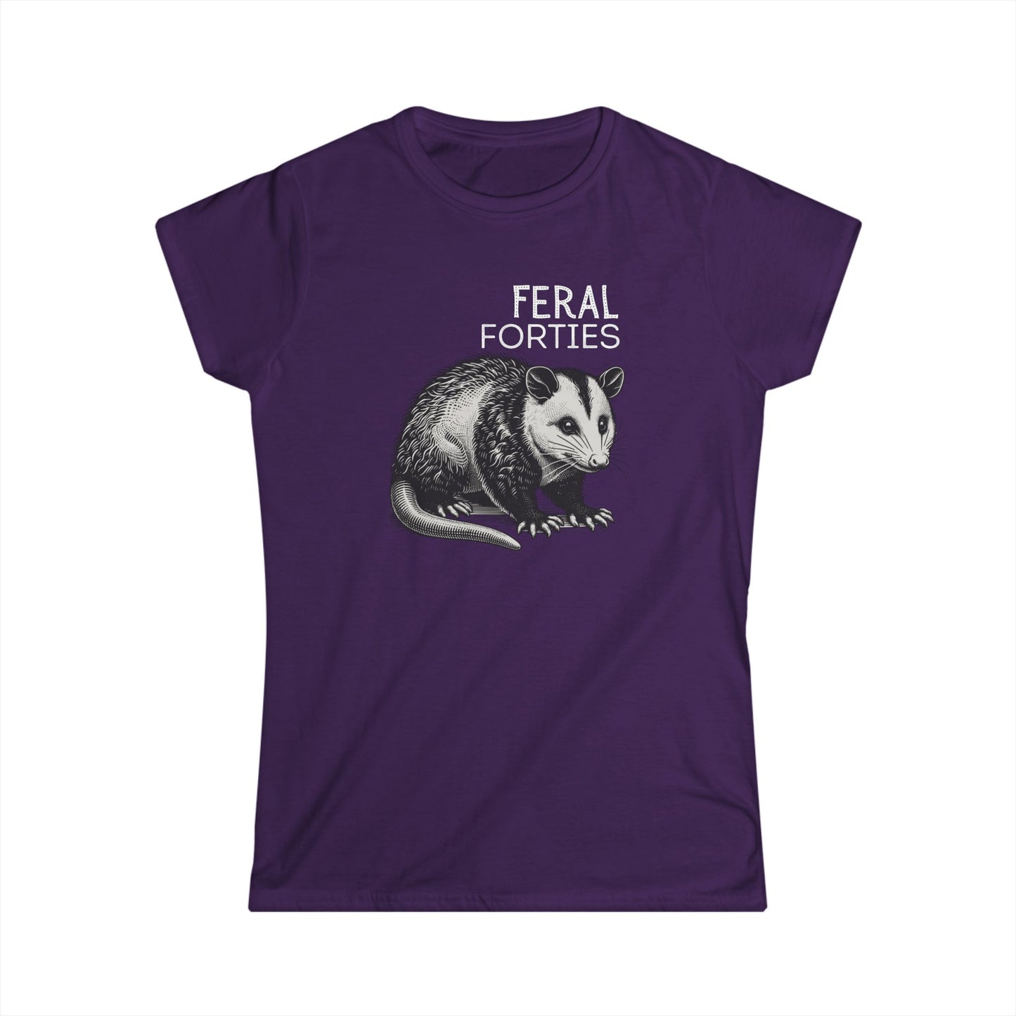 Feral Forties Graphic Tee, Fun Women's T-Shirt for Birthday, Casual Wear, Animal Lovers, Unique Gift Idea