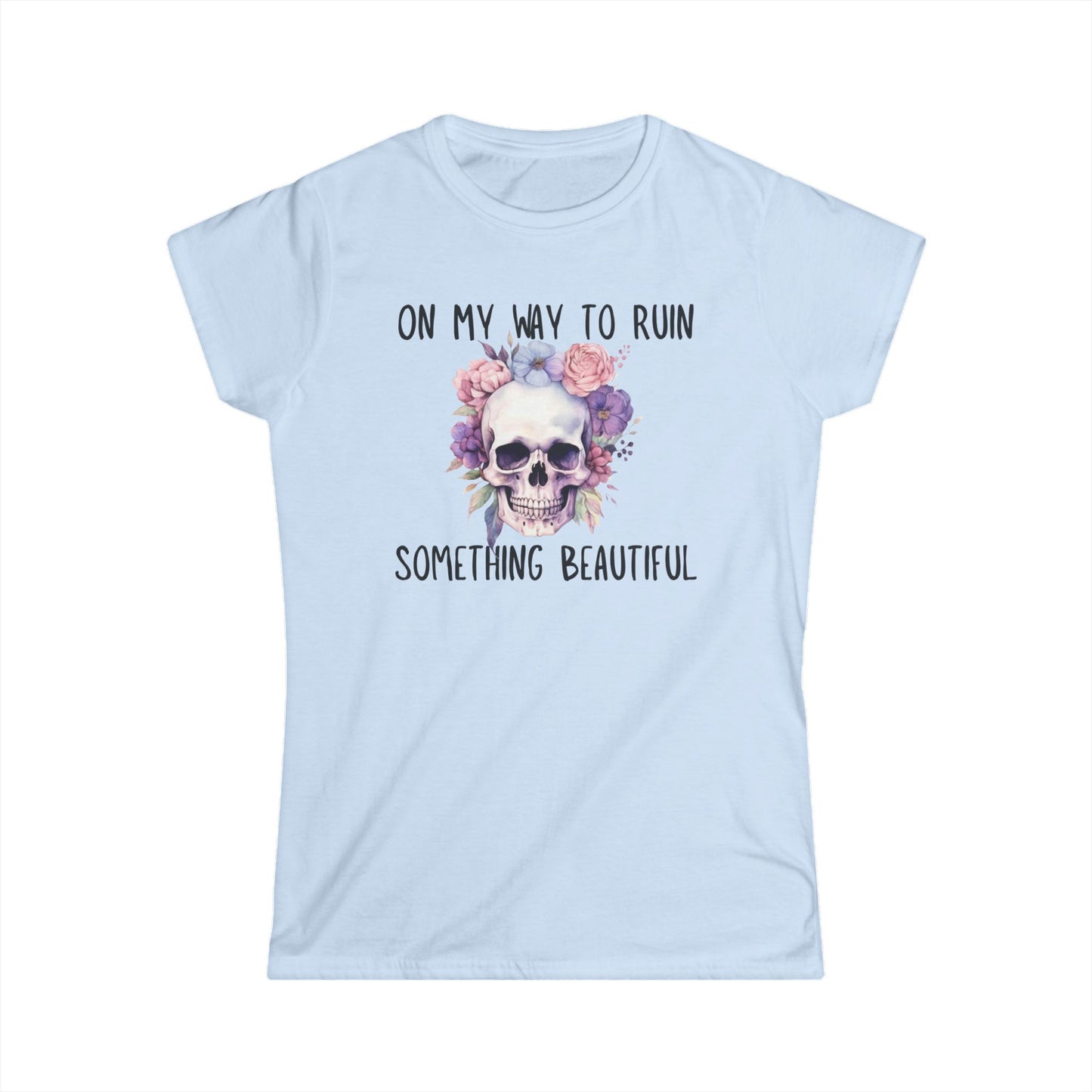 Skull Floral Graphic Tee, Edgy Women's Shirt, Casual Summer Top, Gift for Her, Trendy Statement Tee