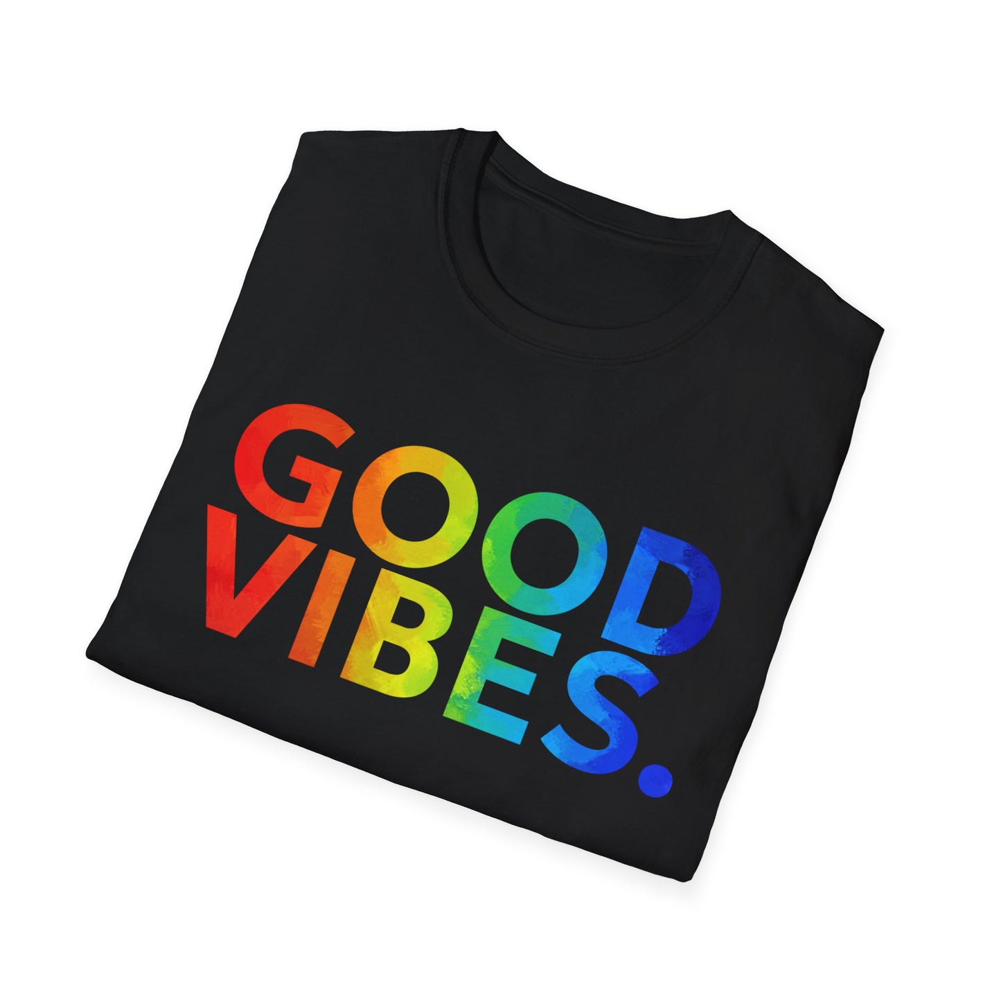 Good Vibes Rainbow Tee, Positive Energy Apparel, Casual Wear, Gift for Friends, Birthday Celebrations