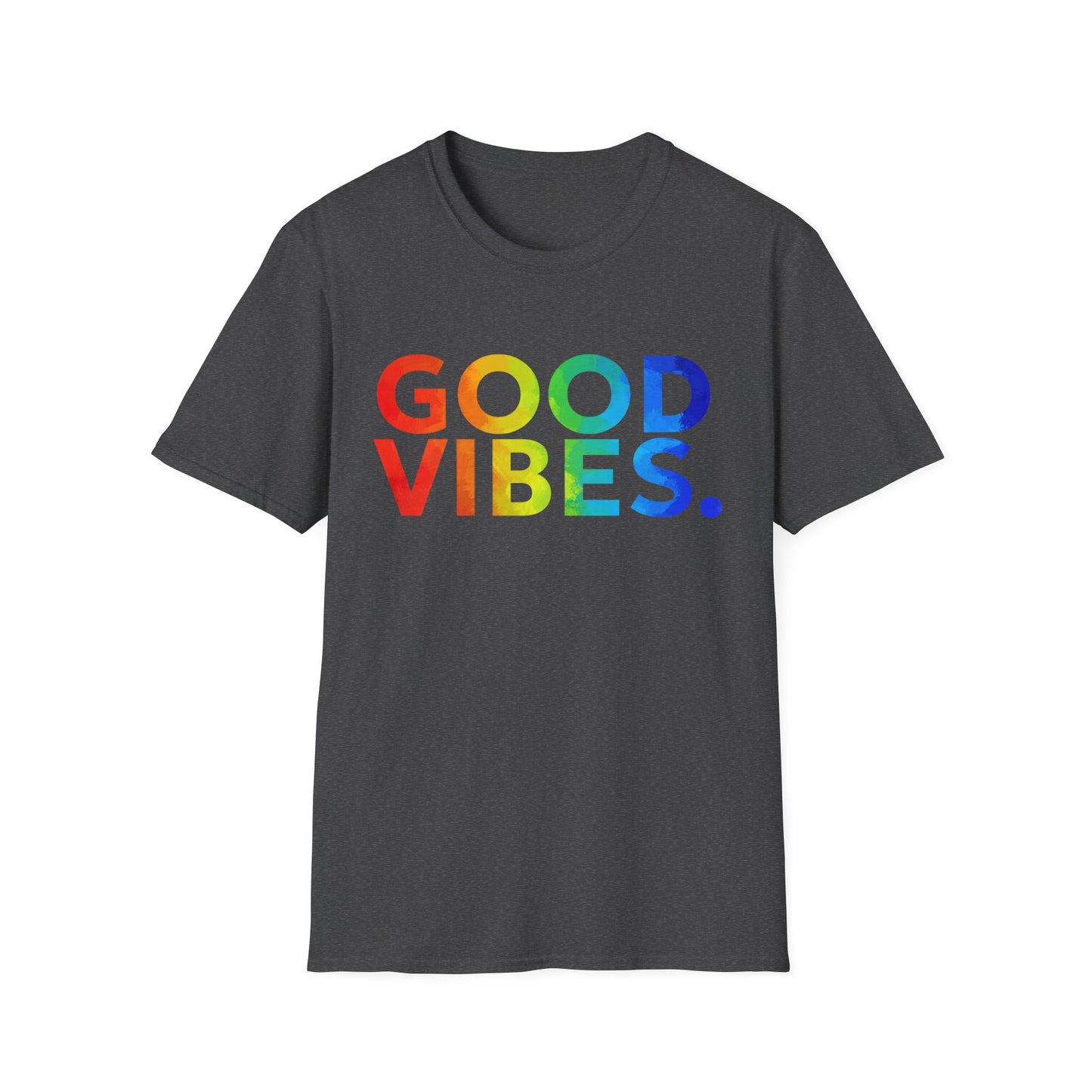 Good Vibes Rainbow Tee, Positive Energy Apparel, Casual Wear, Gift for Friends, Birthday Celebrations