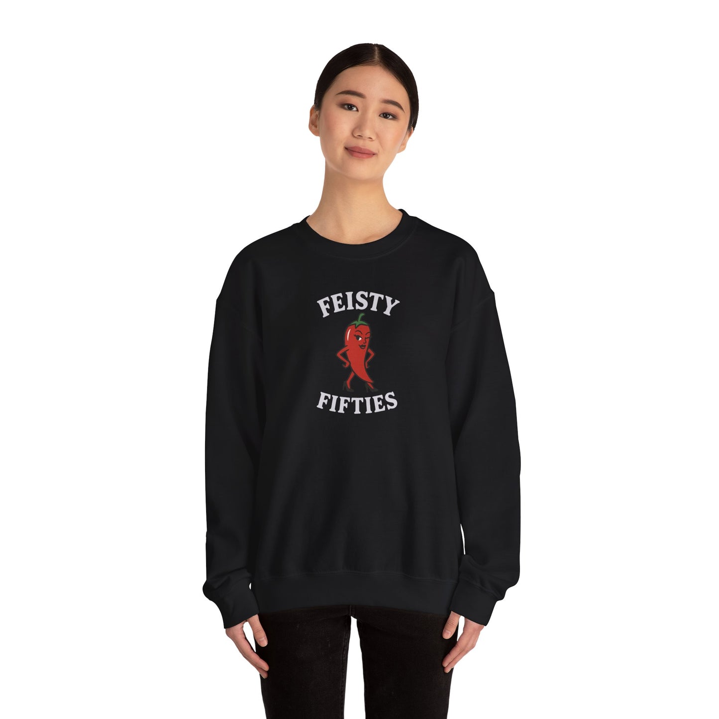 Feisty Fifties Sweatshirt - Unisex Crewneck, Cute Gift for Birthdays, Vintage Style, Cozy Fashion for Everyone