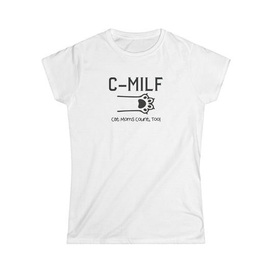 C-MILF Women's Softstyle Tee - Cute Casual Shirt for Moms, Mother's Day Gift, Fun Summer Outfit, Trendy Fashion Top, Pet Lover Gift