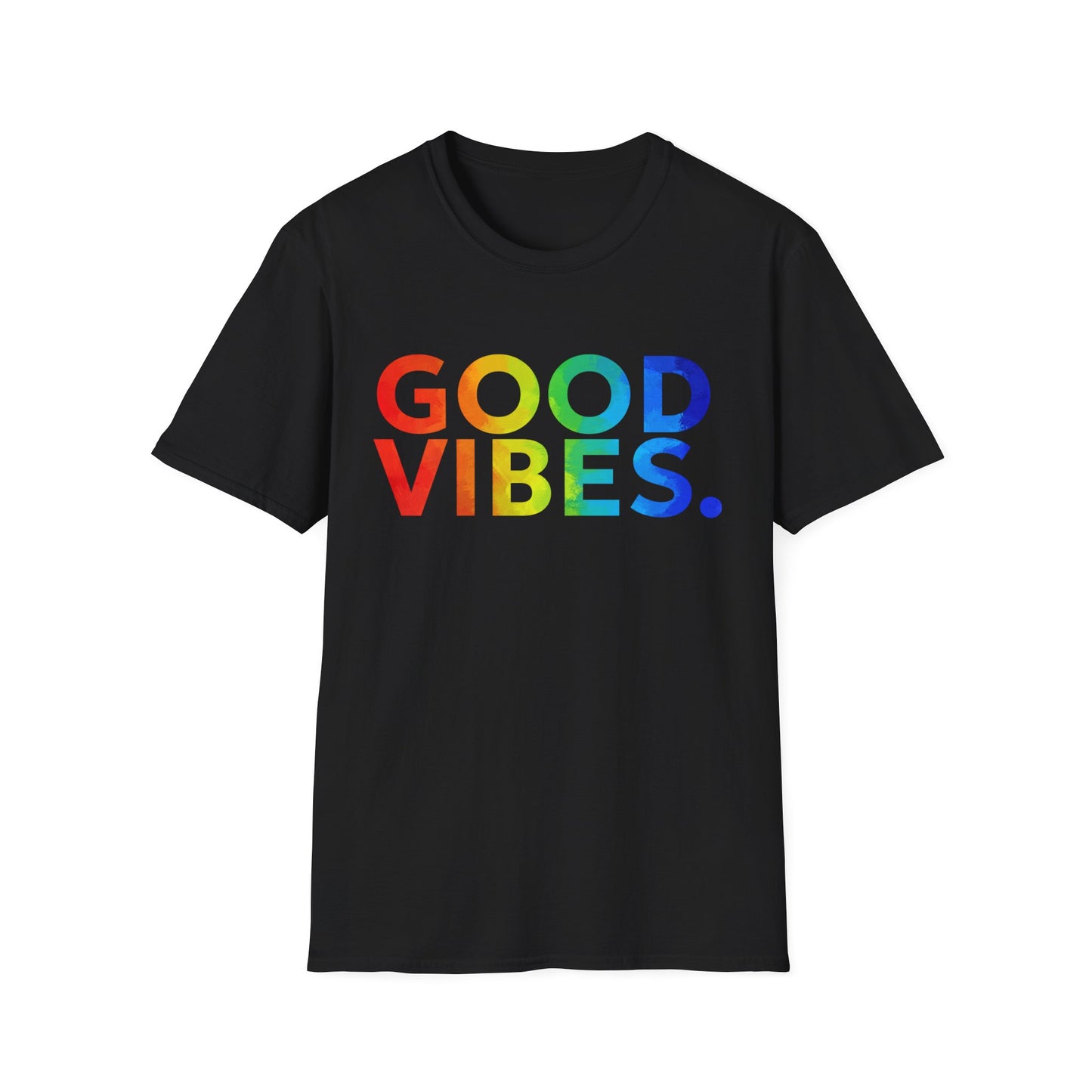 Good Vibes Rainbow Tee, Positive Energy Apparel, Casual Wear, Gift for Friends, Birthday Celebrations