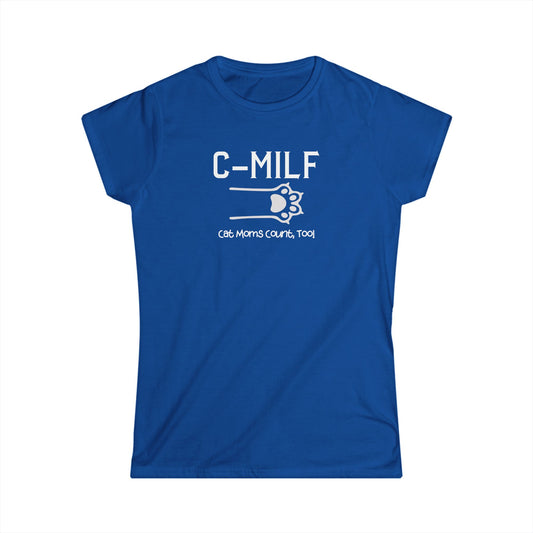 C-MILF Women's Softstyle Tee - Cute Casual Shirt for Moms, Mother's Day Gift, Fun Summer Outfit, Trendy Fashion Top, Pet Lover Gift
