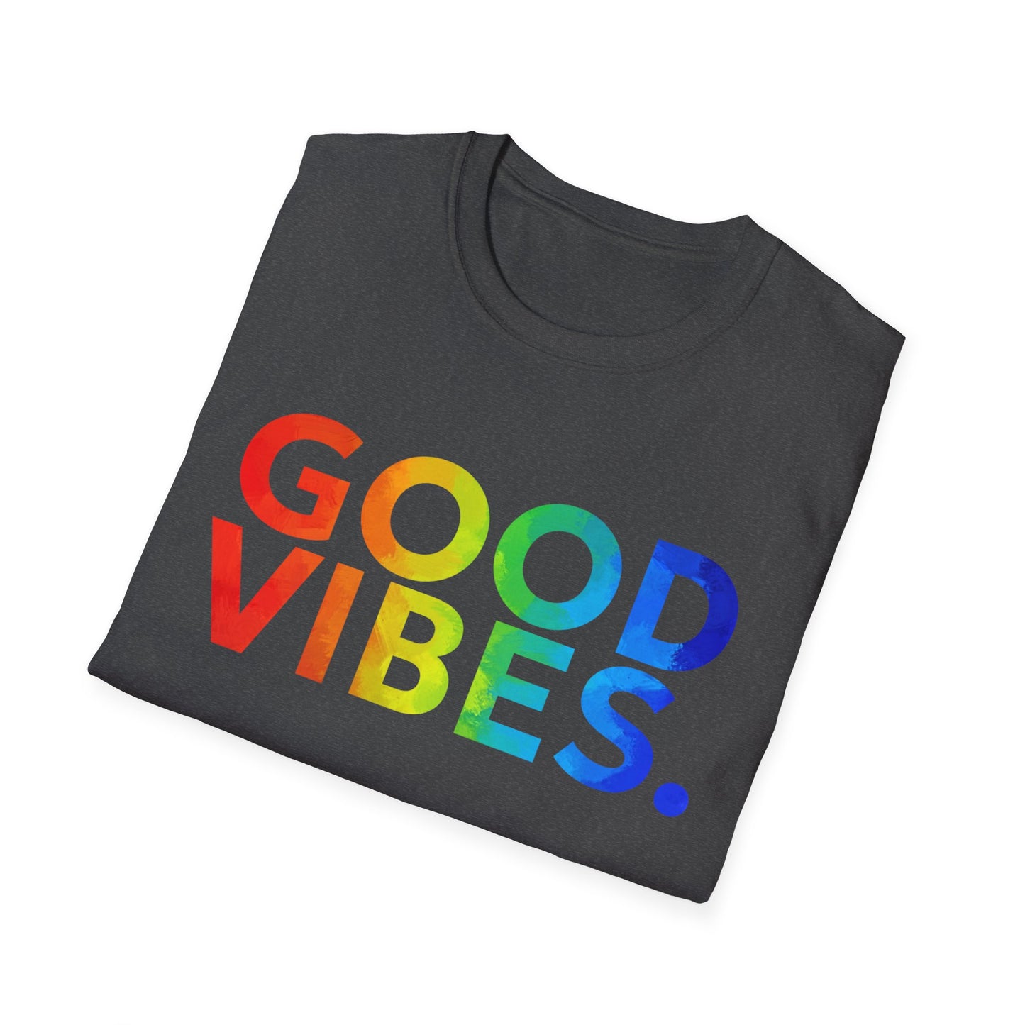 Good Vibes Rainbow Tee, Positive Energy Apparel, Casual Wear, Gift for Friends, Birthday Celebrations