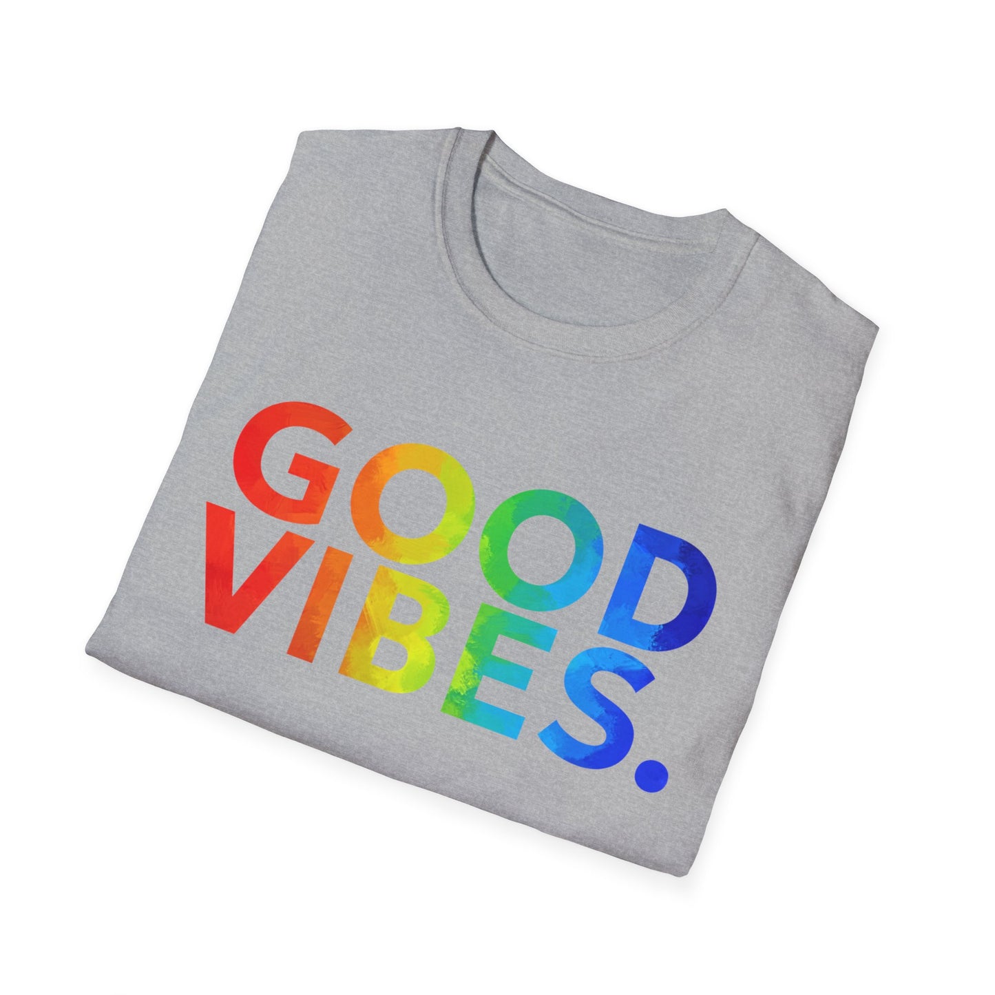 Good Vibes Rainbow Tee, Positive Energy Apparel, Casual Wear, Gift for Friends, Birthday Celebrations