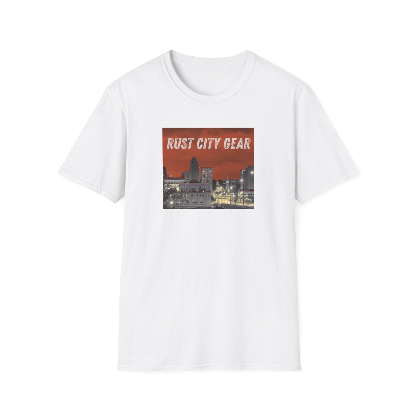 Rust City Gear Unisex Softstyle T-Shirt - Urban Fashion Tee, Casual Wear, Gift for City Lovers, Streetwear, Graphic Tee