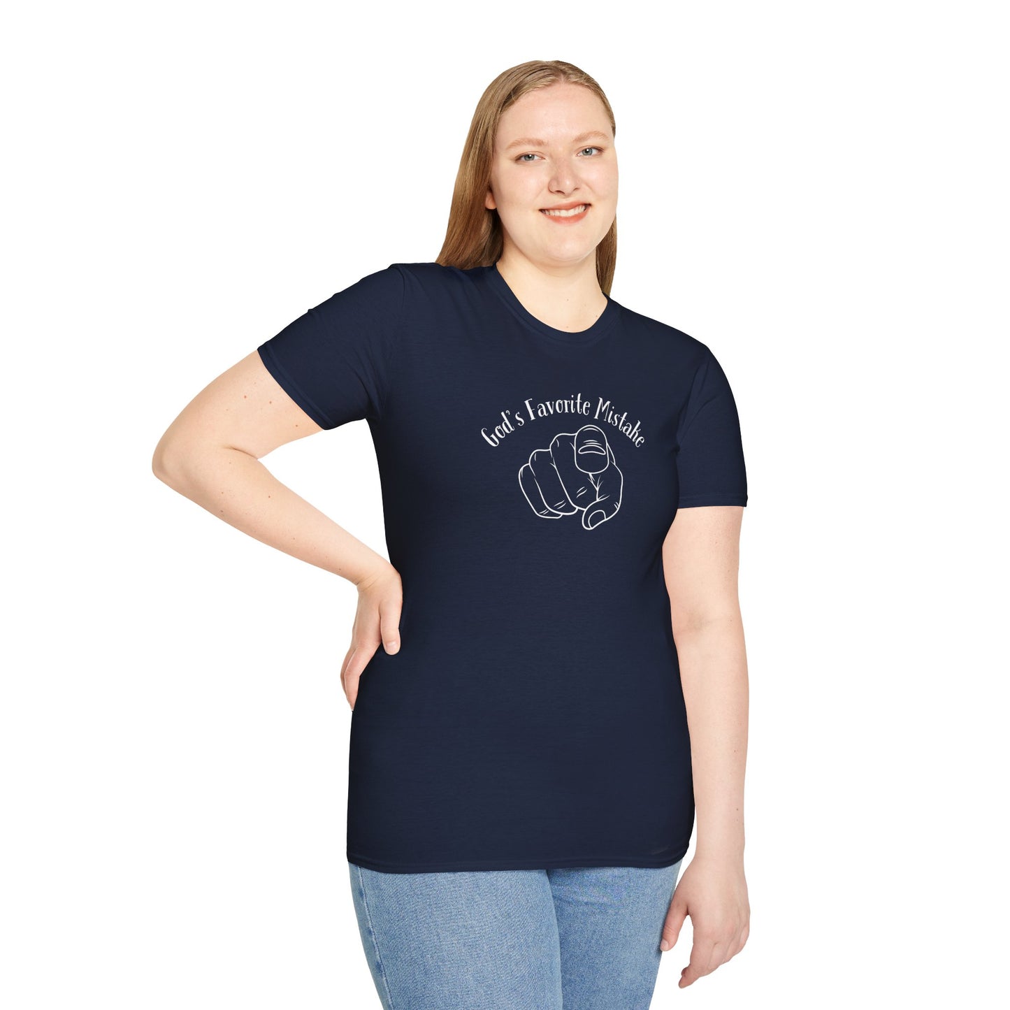 God's Favorite Mistake Unisex Softstyle T-Shirt, Father's Day Gift, Funny Dad Shirt, Casual Tee, Gift for Dads