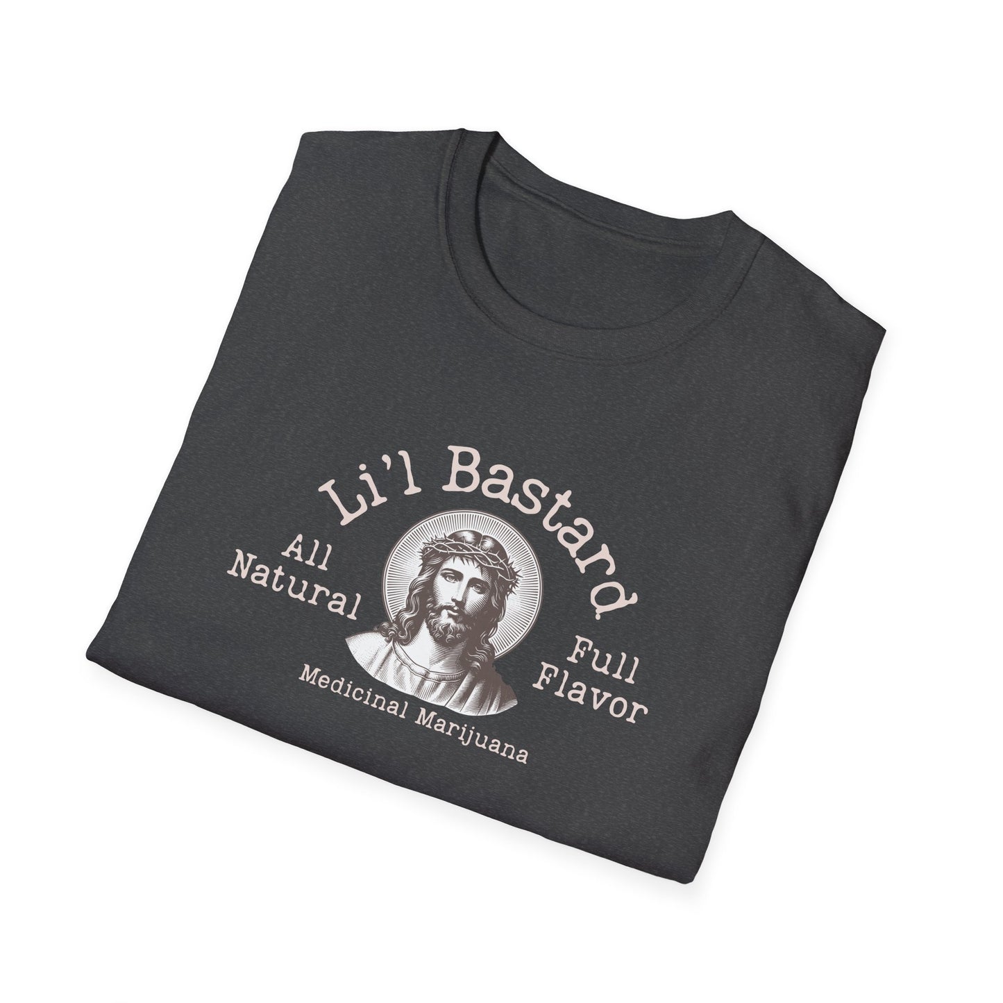 'Lil' Bastard' Unisex Cannabis-Themed Jesus T-Shirt, Funny Marijuana Shirt, Unique Gift for Stoners, Good Vibes Tee, Herbal Remedies Apparel