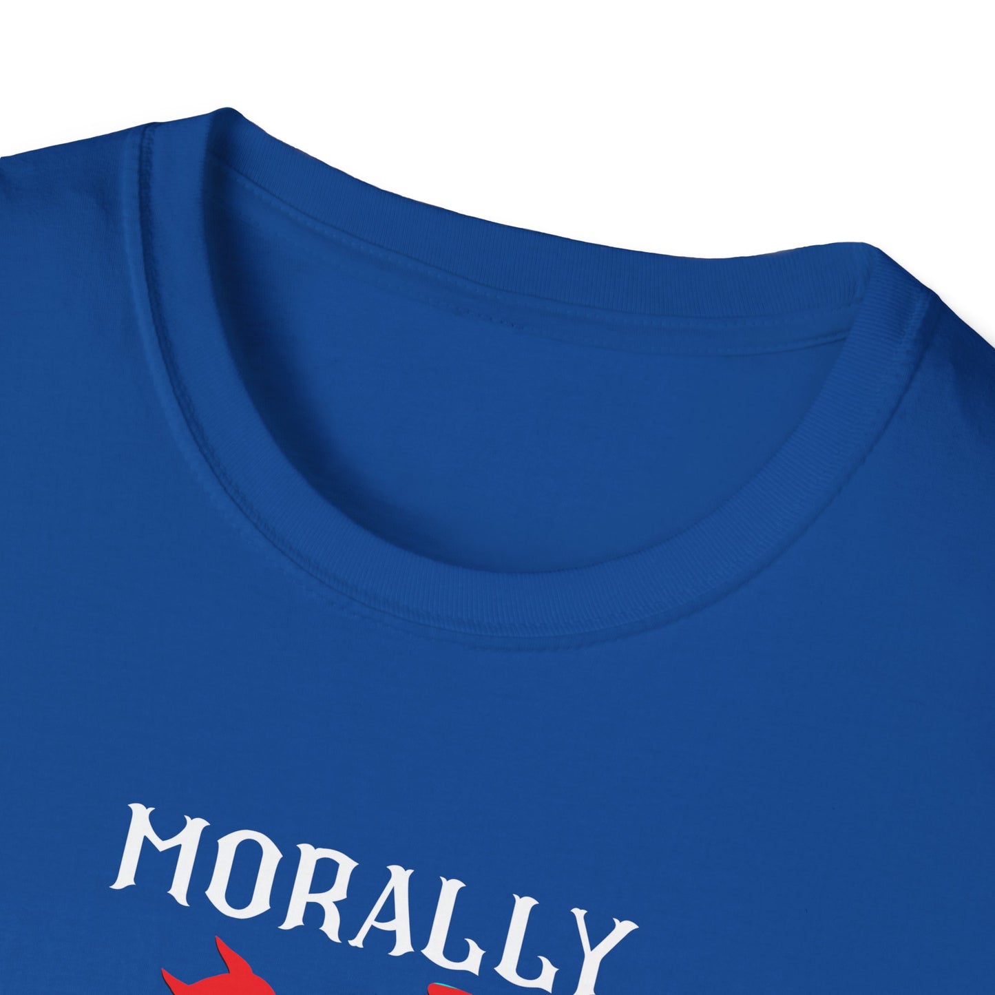 Morally Conflicted Unisex Softstyle T-Shirt - Quirky Graphic Tee, Gift for Friends, Casual Wear, Fun Statement Shirt, Unique Humor Apparel