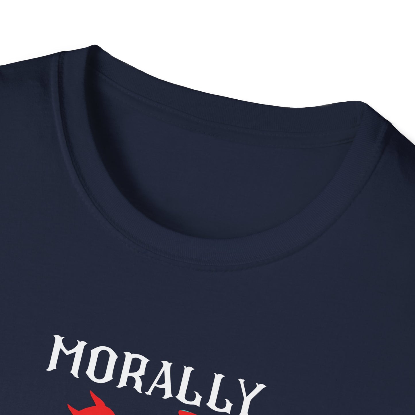 Morally Conflicted Unisex Softstyle T-Shirt - Quirky Graphic Tee, Gift for Friends, Casual Wear, Fun Statement Shirt, Unique Humor Apparel