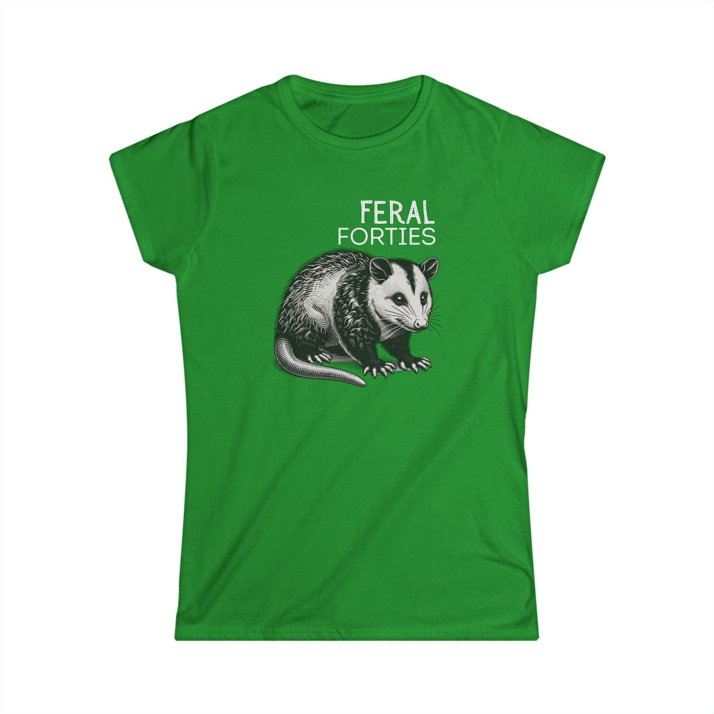 Feral Forties Graphic Tee, Fun Women's T-Shirt for Birthday, Casual Wear, Animal Lovers, Unique Gift Idea