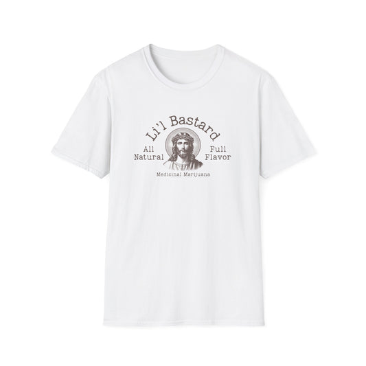 'Lil' Bastard' Unisex Cannabis-Themed Jesus T-Shirt, Funny Marijuana Shirt, Unique Gift for Stoners, Good Vibes Tee, Herbal Remedies Apparel