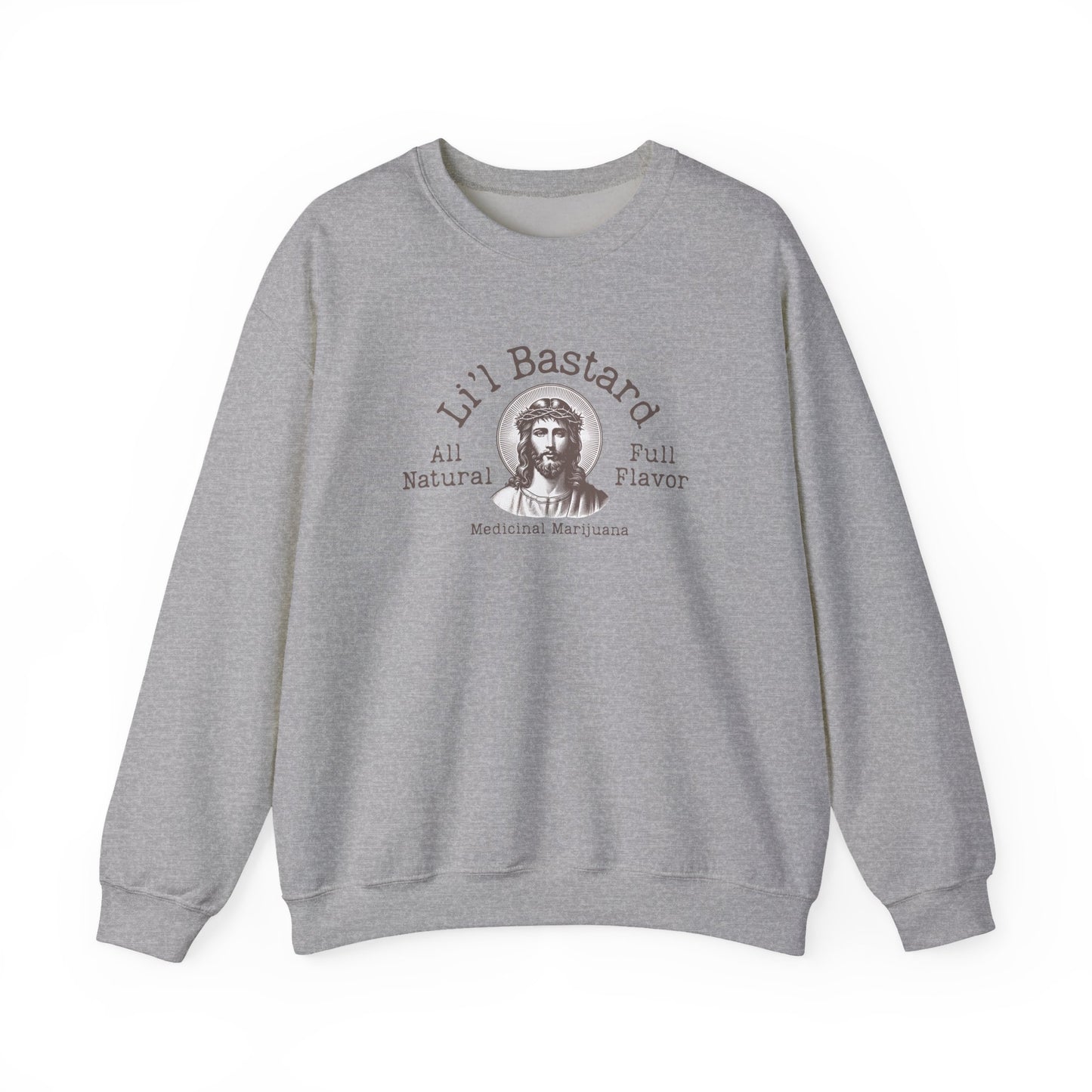'Lil' Bastard' Jesus Marijuana Print, Perfect for Casual Style, Gift for Friends, Humor Apparel, Unisex Sweatshirt