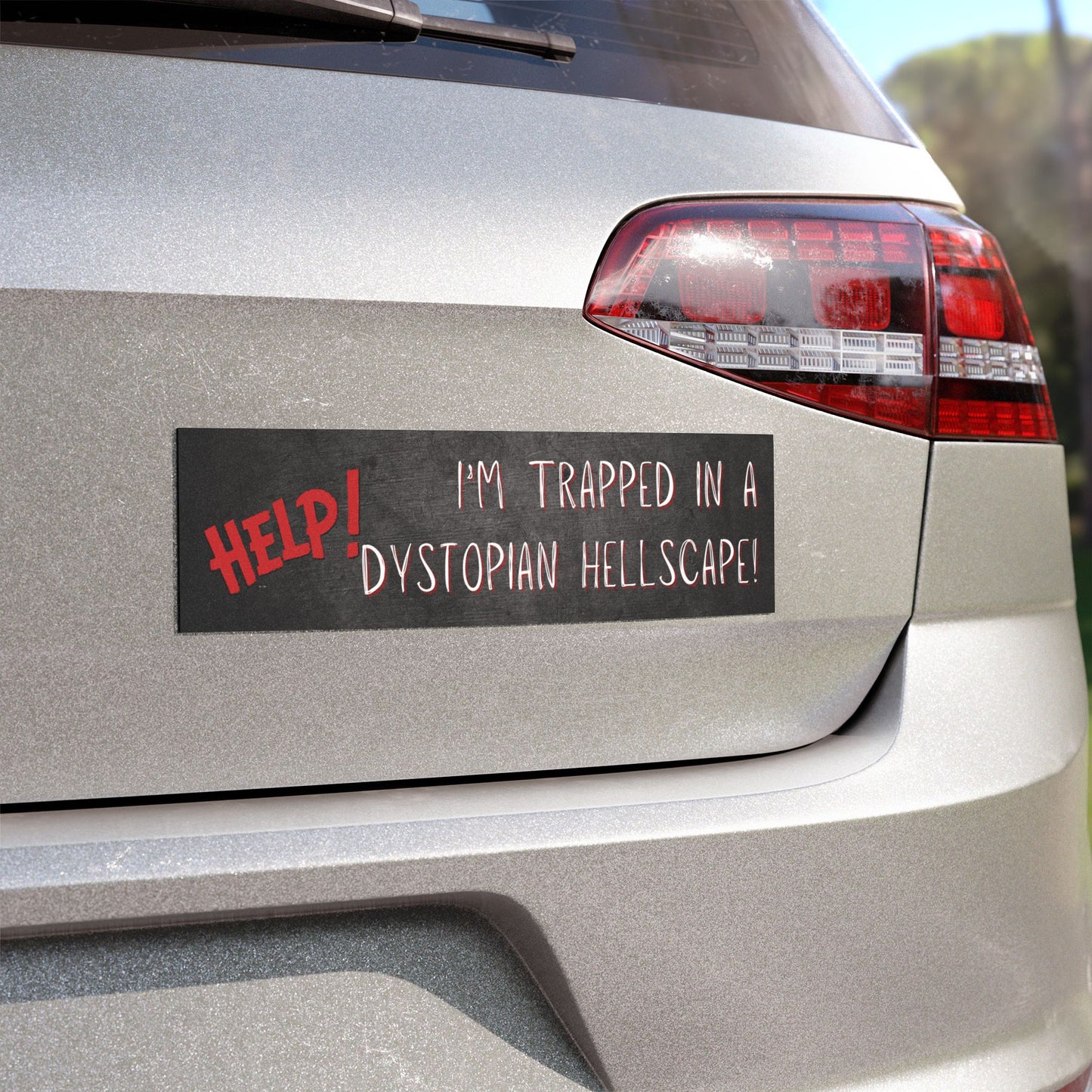 Dystopian Car Magnet - Fun Automotive Decor, Quirky Gifts for Nerds, Car Accessories, Humor for Road Trips, Car Enthusiast Gear