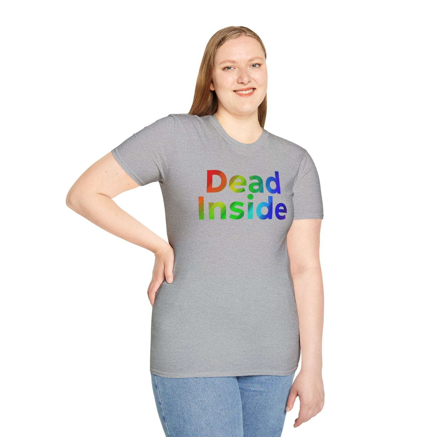Colorful 'Dead Inside' Unisex Softstyle T-Shirt, Funny Graphic Tee, Casual Wear, Gift Idea, Everyday Comfort
