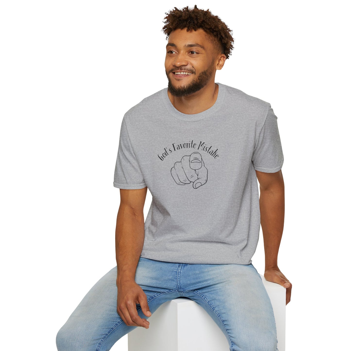 God's Favorite Mistake Unisex Softstyle T-Shirt, Father's Day Gift, Funny Dad Shirt, Casual Tee, Gift for Dads
