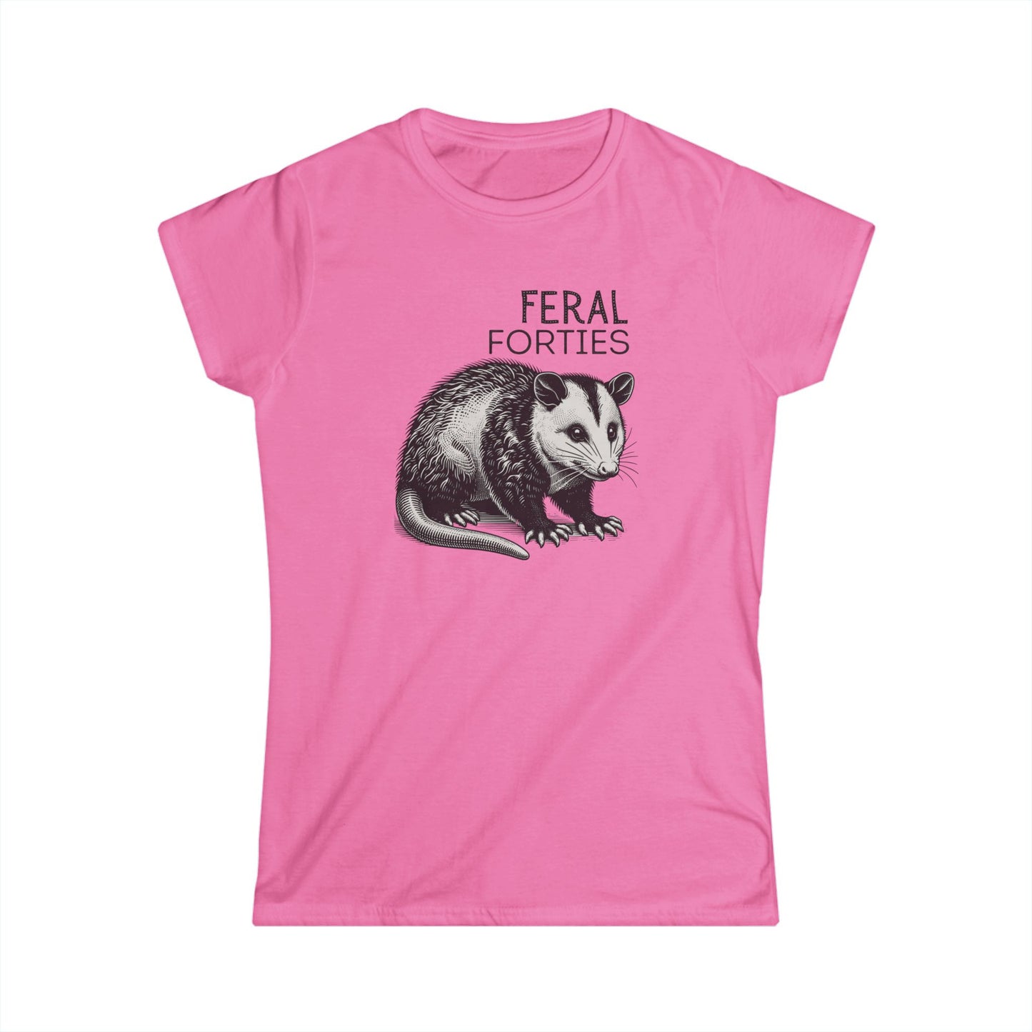Feral Forties Graphic Tee, Fun Women's T-Shirt for Birthday, Casual Wear, Animal Lovers, Unique Gift Idea