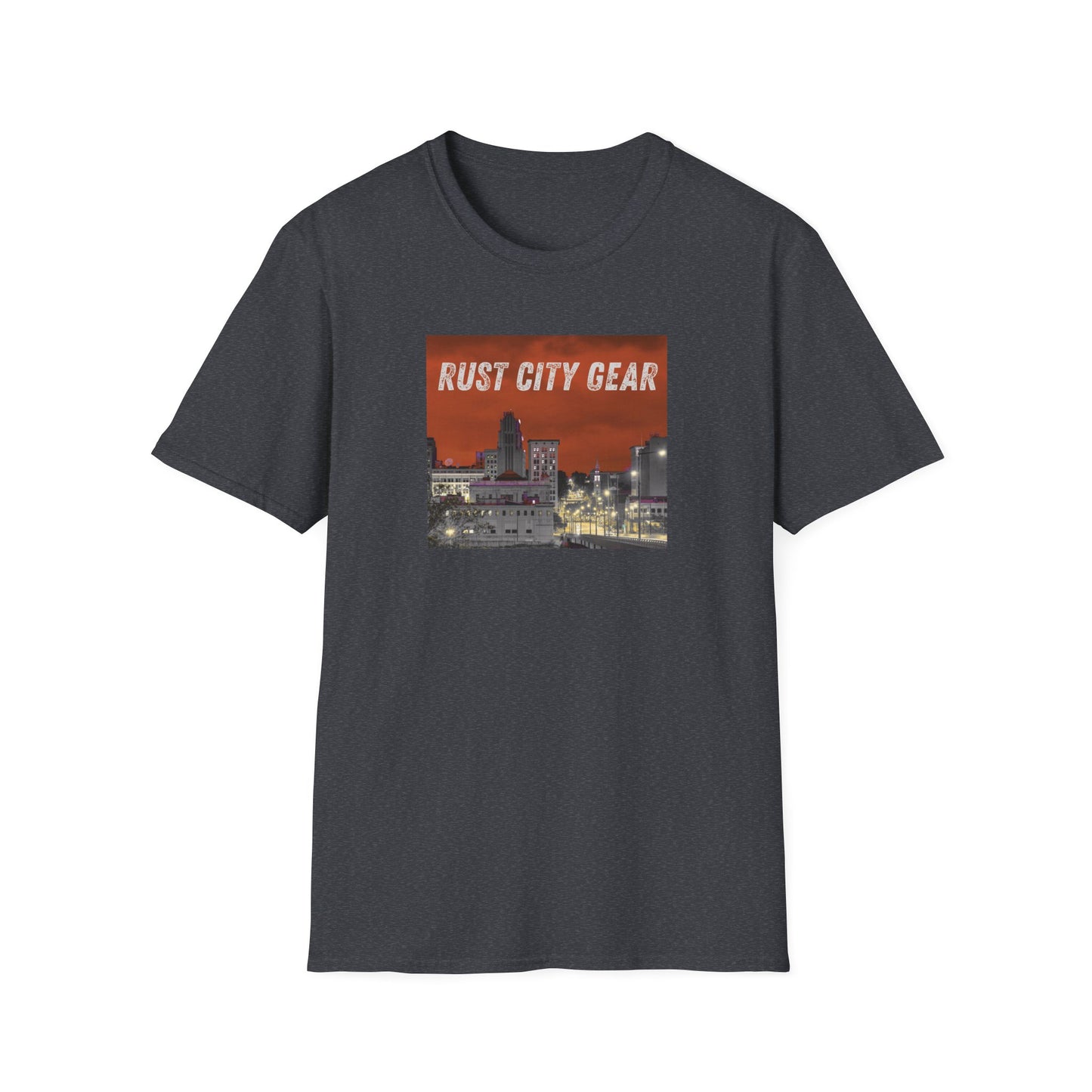Rust City Gear Unisex Softstyle T-Shirt - Urban Fashion Tee, Casual Wear, Gift for City Lovers, Streetwear, Graphic Tee