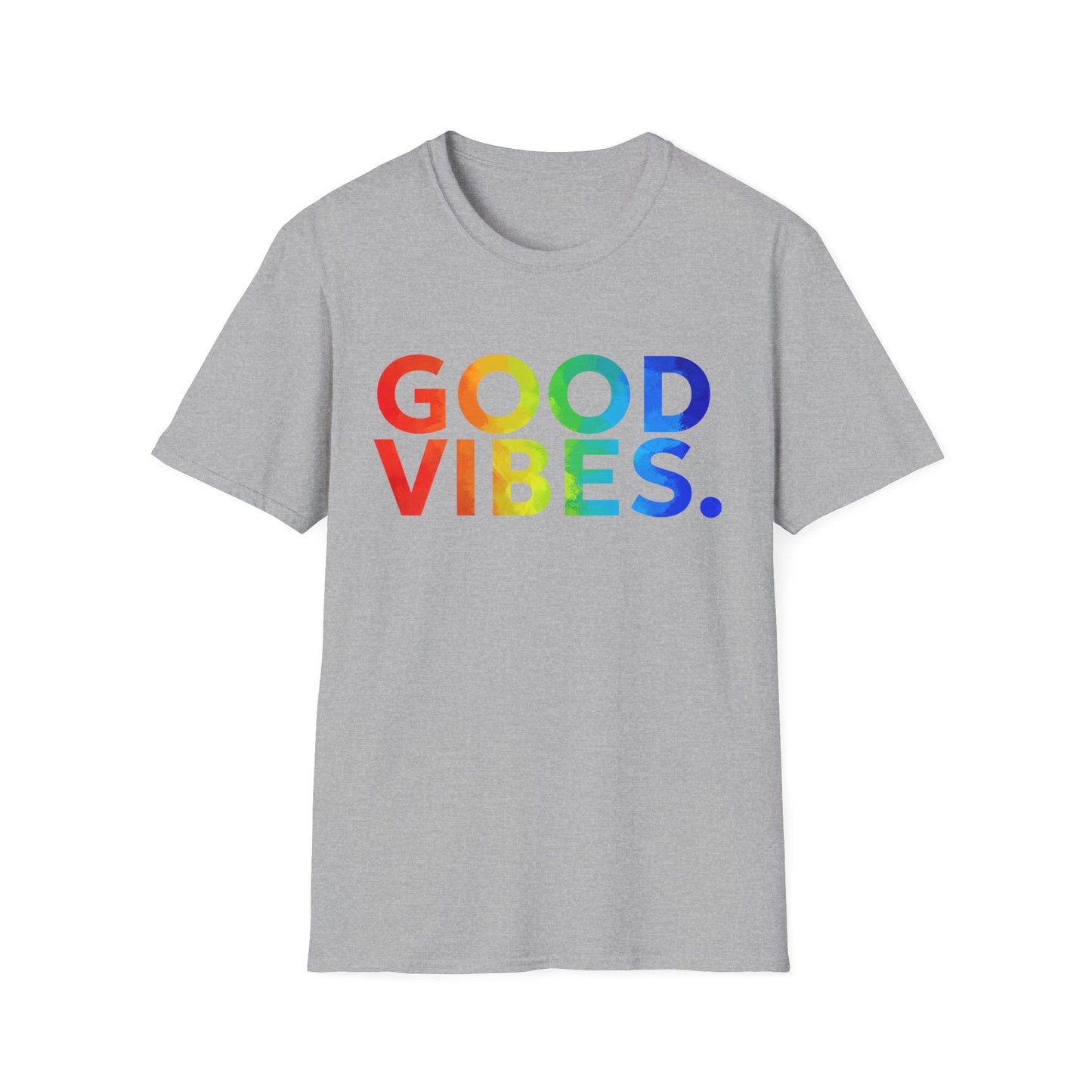 Good Vibes Rainbow Tee, Positive Energy Apparel, Casual Wear, Gift for Friends, Birthday Celebrations