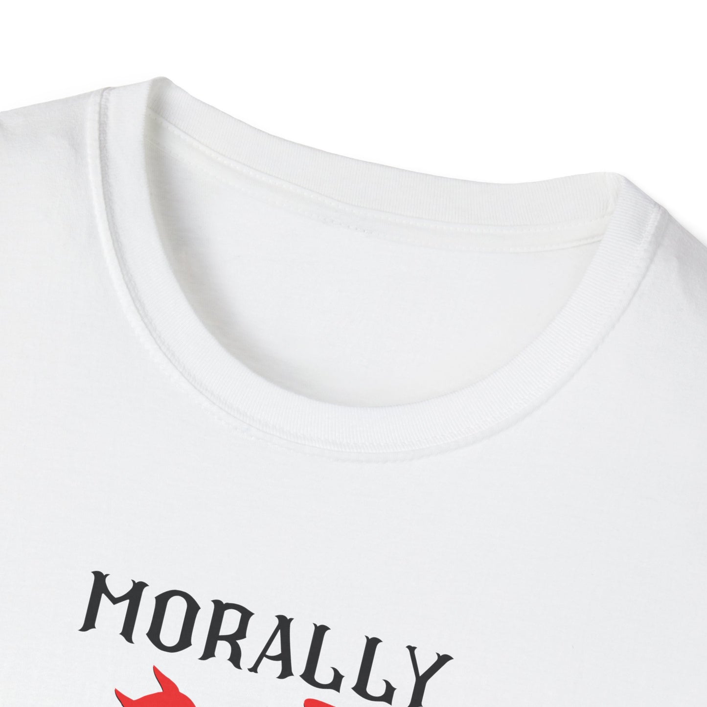 Morally Conflicted Unisex Softstyle T-Shirt - Quirky Graphic Tee, Gift for Friends, Casual Wear, Fun Statement Shirt, Unique Humor Apparel