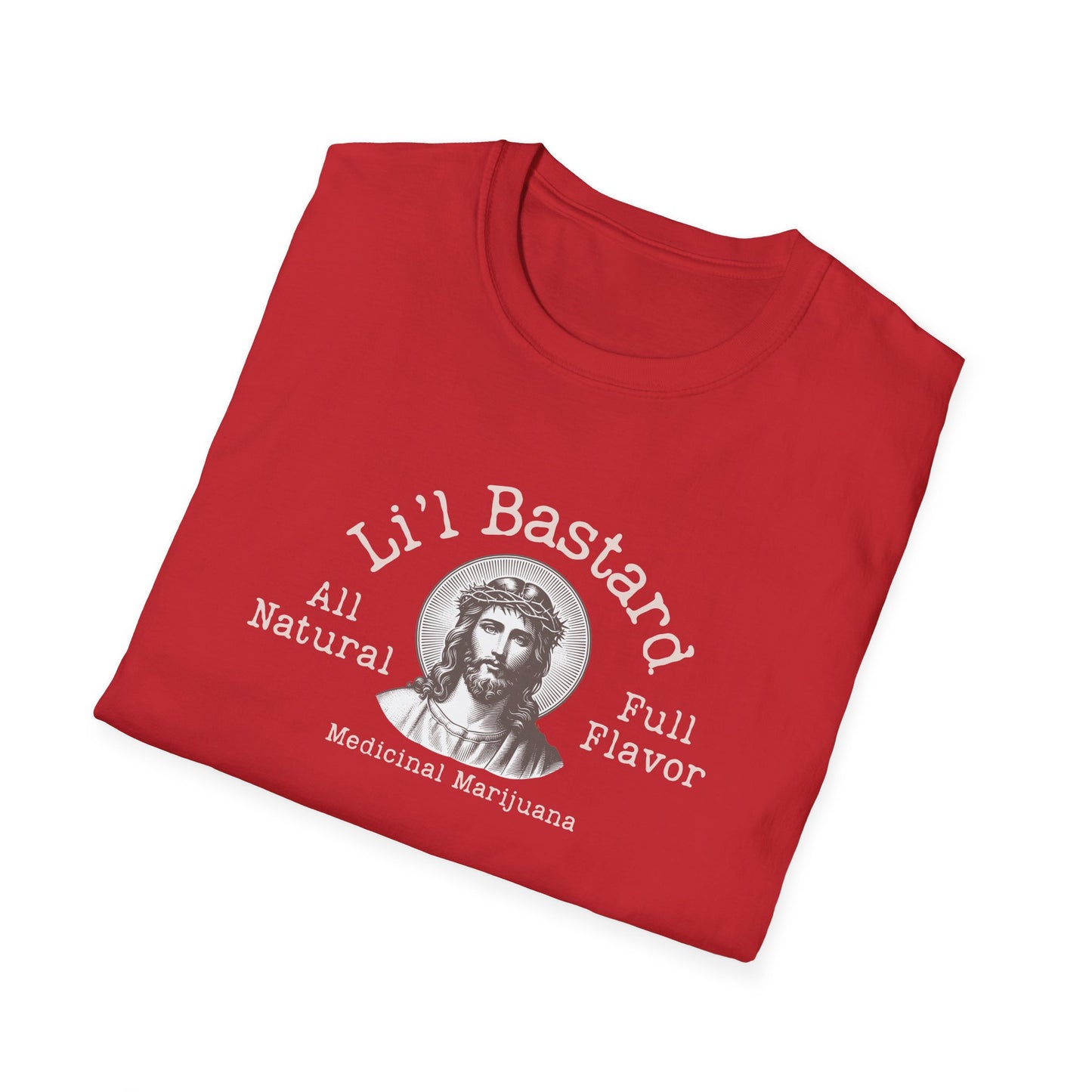 'Lil' Bastard' Unisex Cannabis-Themed Jesus T-Shirt, Funny Marijuana Shirt, Unique Gift for Stoners, Good Vibes Tee, Herbal Remedies Apparel
