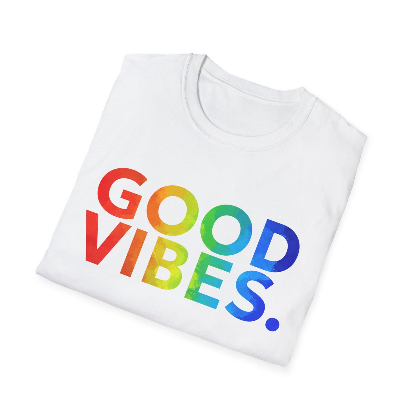 Good Vibes Rainbow Tee, Positive Energy Apparel, Casual Wear, Gift for Friends, Birthday Celebrations
