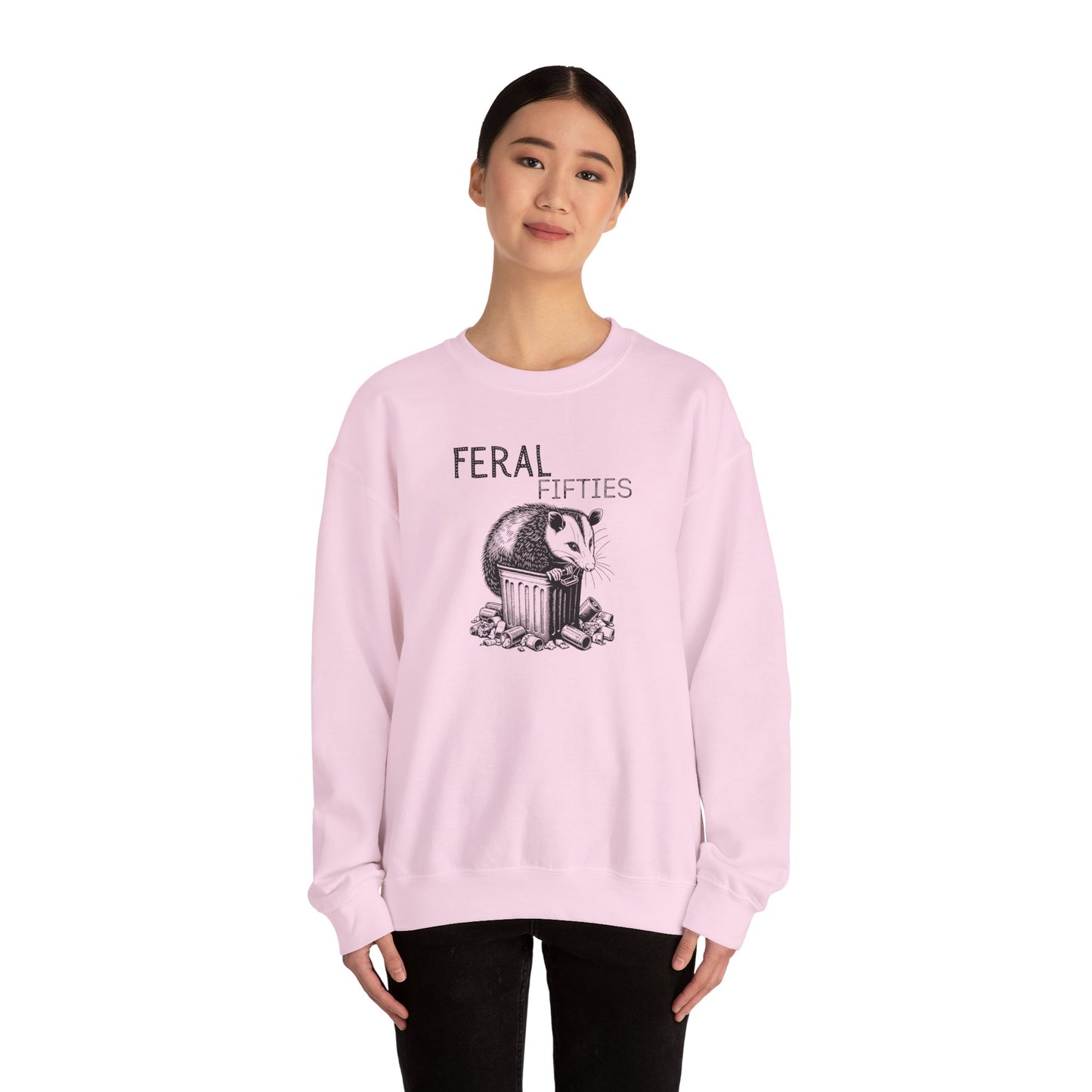 Feral Fifties Crewneck Sweatshirt, Funny Animal Sweatshirt, Gift for Animal Lovers, Casual Wear, Cozy Sweatshirt for Relaxation