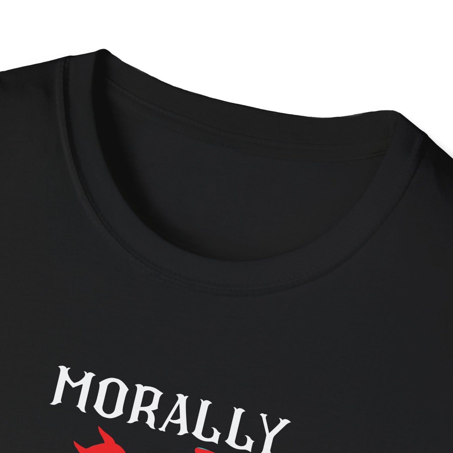 Morally Conflicted Unisex Softstyle T-Shirt - Quirky Graphic Tee, Gift for Friends, Casual Wear, Fun Statement Shirt, Unique Humor Apparel
