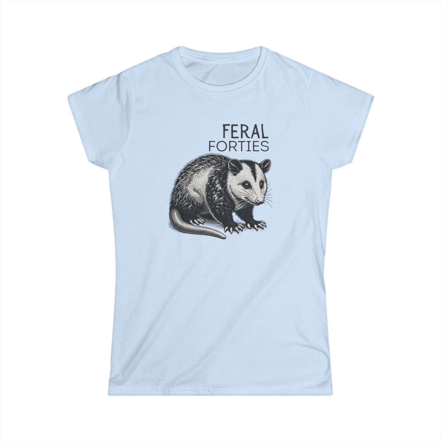 Feral Forties Graphic Tee, Fun Women's T-Shirt for Birthday, Casual Wear, Animal Lovers, Unique Gift Idea