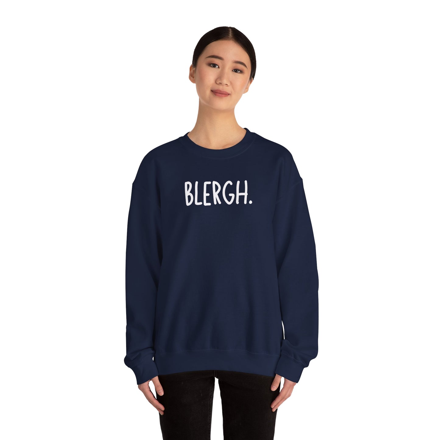 Blergh. Unisex Heavy Blend™ Crewneck Sweatshirt, Cozy Pullover, Gift for Her/Him, Relaxation Wear, Comfy Loungewear