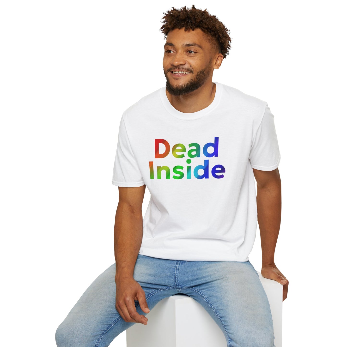 Colorful 'Dead Inside' Unisex Softstyle T-Shirt, Funny Graphic Tee, Casual Wear, Gift Idea, Everyday Comfort