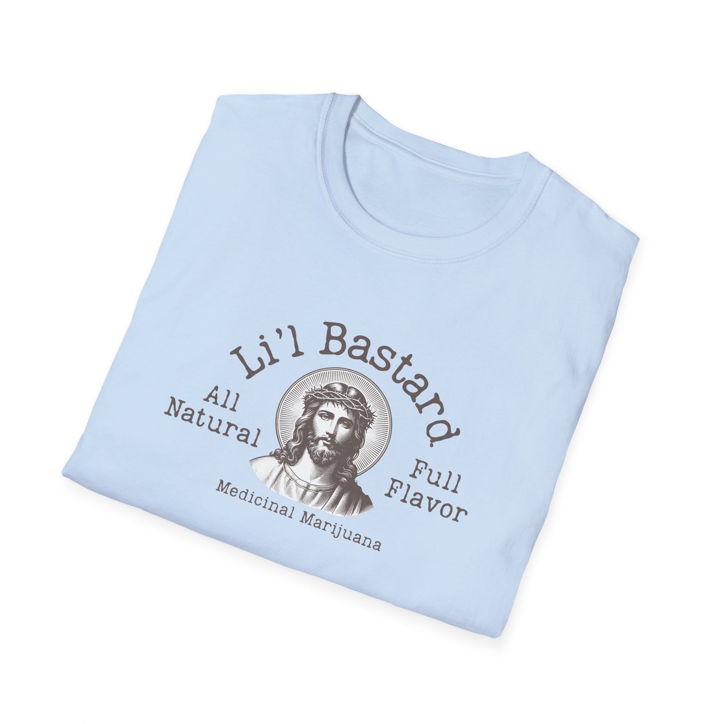 'Lil' Bastard' Unisex Cannabis-Themed Jesus T-Shirt, Funny Marijuana Shirt, Unique Gift for Stoners, Good Vibes Tee, Herbal Remedies Apparel
