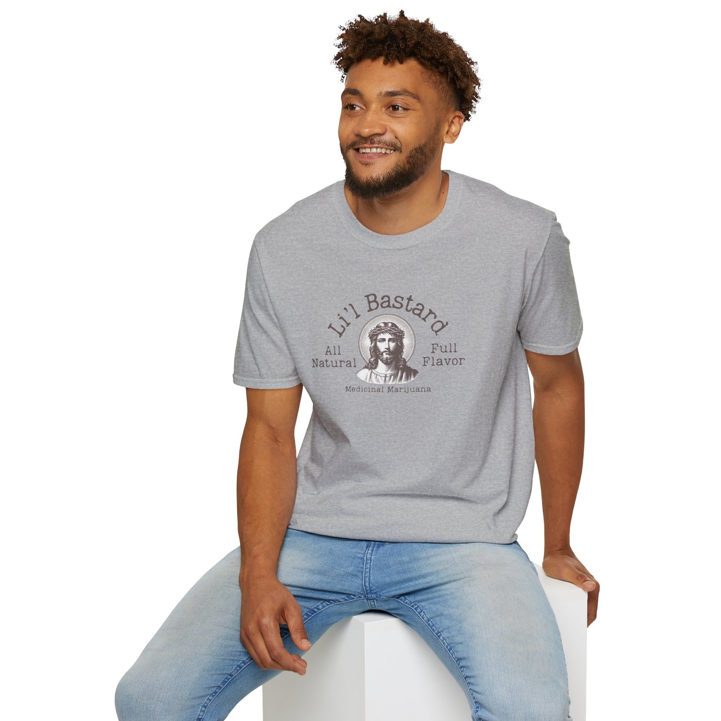 'Lil' Bastard' Unisex Cannabis-Themed Jesus T-Shirt, Funny Marijuana Shirt, Unique Gift for Stoners, Good Vibes Tee, Herbal Remedies Apparel