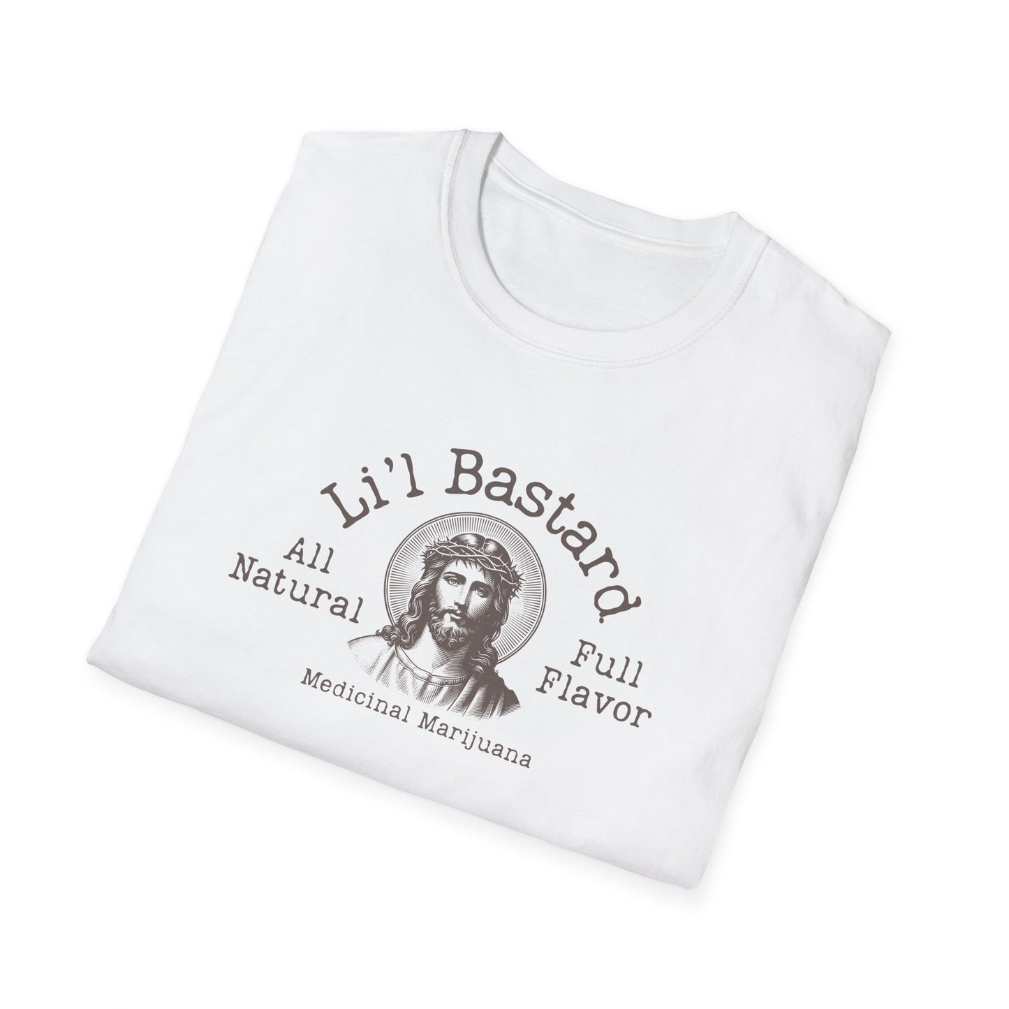 'Lil' Bastard' Unisex Cannabis-Themed Jesus T-Shirt, Funny Marijuana Shirt, Unique Gift for Stoners, Good Vibes Tee, Herbal Remedies Apparel