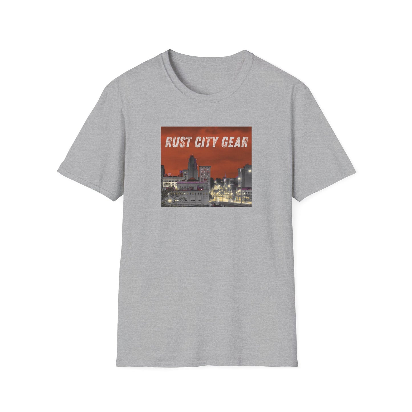 Rust City Gear Unisex Softstyle T-Shirt - Urban Fashion Tee, Casual Wear, Gift for City Lovers, Streetwear, Graphic Tee