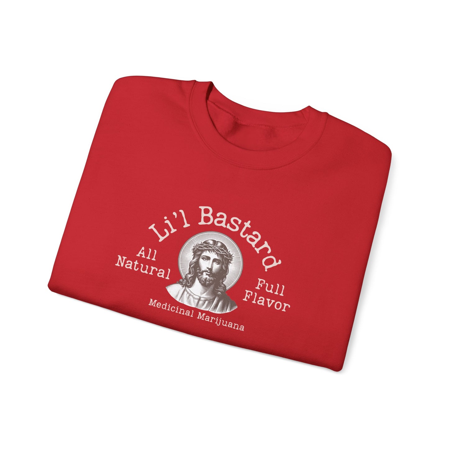 'Lil' Bastard' Jesus Marijuana Print, Perfect for Casual Style, Gift for Friends, Humor Apparel, Unisex Sweatshirt
