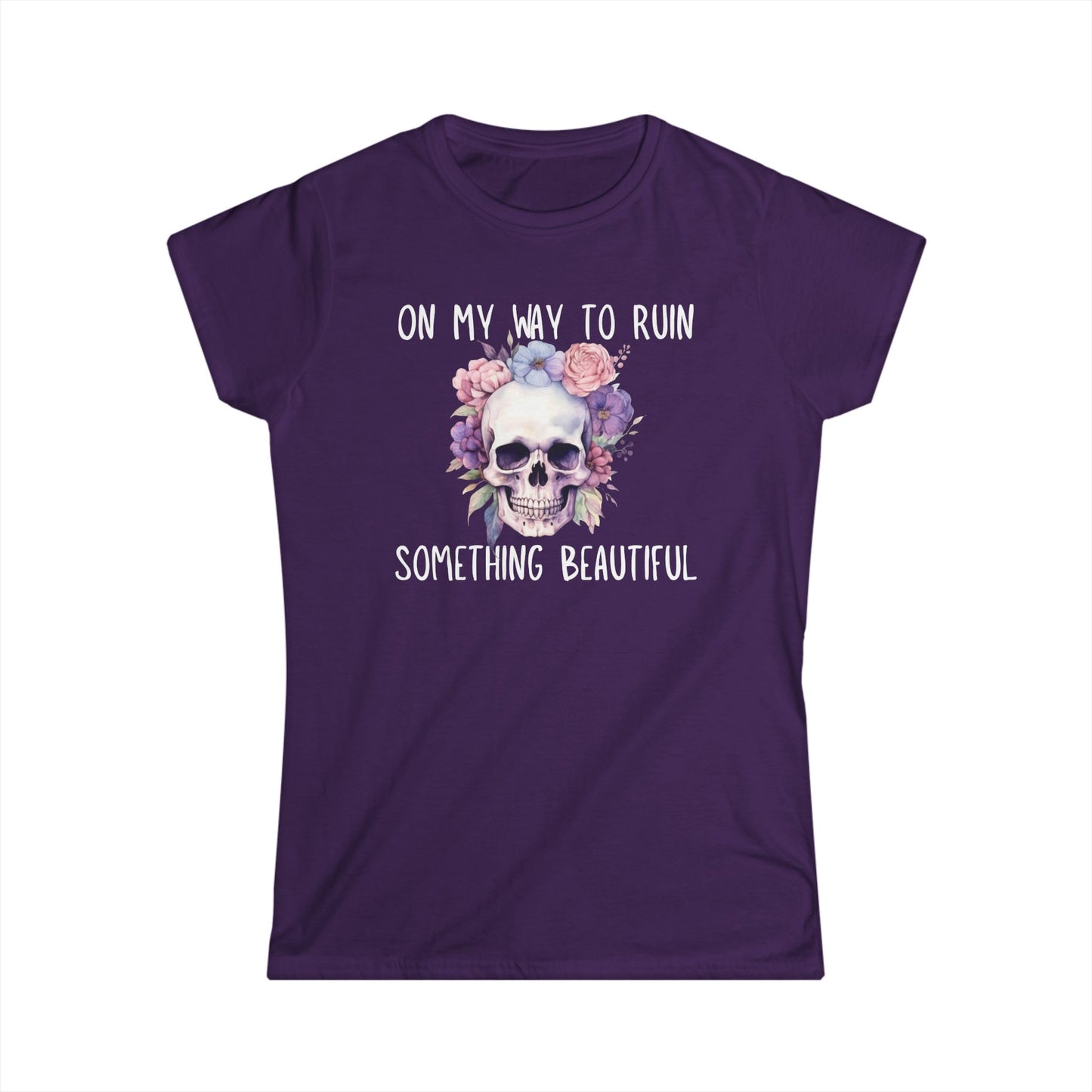 Skull Floral Graphic Tee, Edgy Women's Shirt, Casual Summer Top, Gift for Her, Trendy Statement Tee