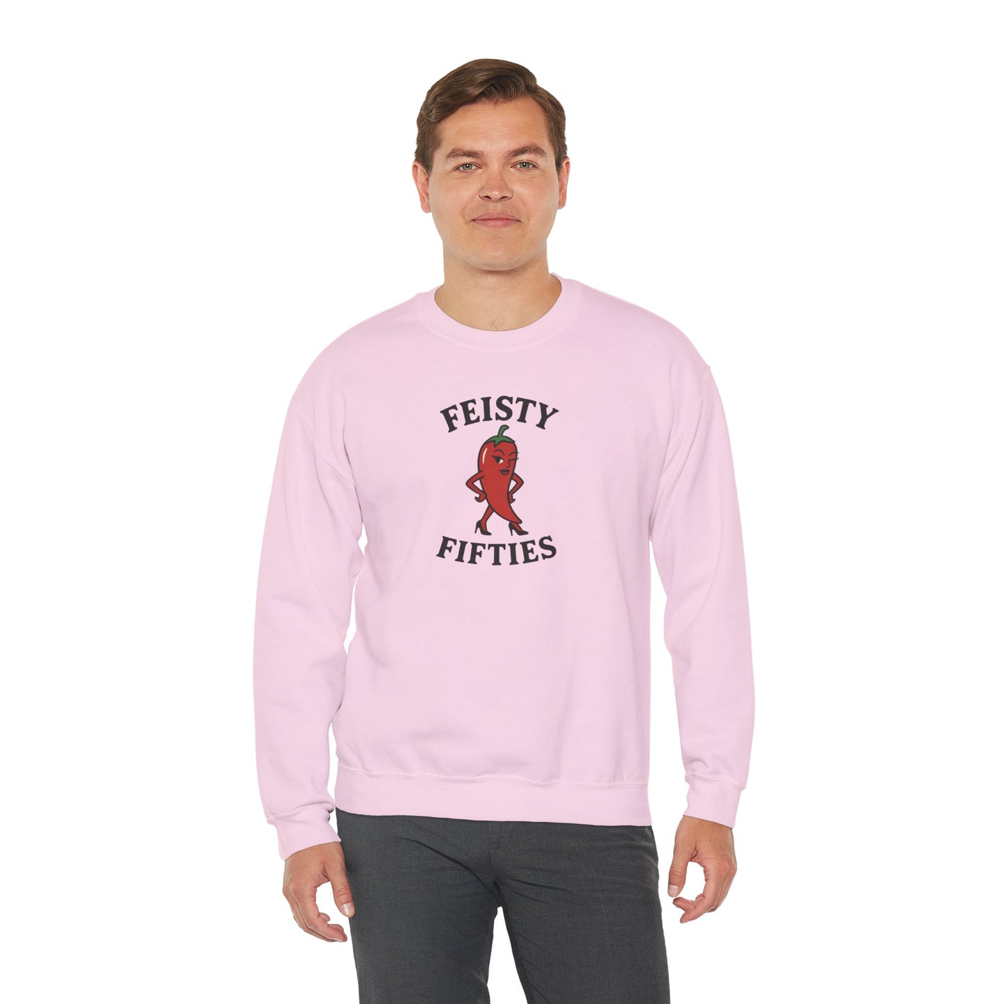 Feisty Fifties Sweatshirt - Unisex Crewneck, Cute Gift for Birthdays, Vintage Style, Cozy Fashion for Everyone