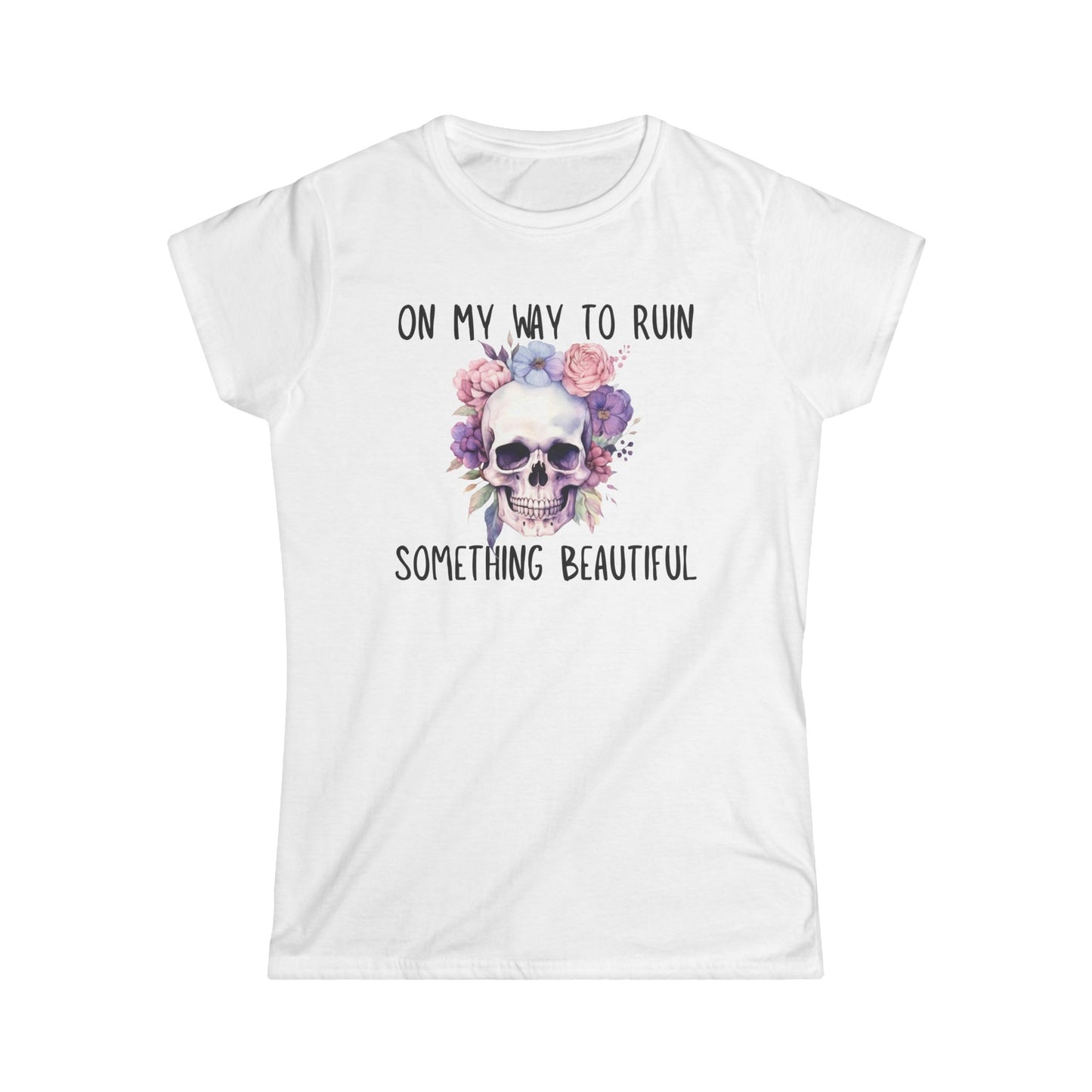 Skull Floral Graphic Tee, Edgy Women's Shirt, Casual Summer Top, Gift for Her, Trendy Statement Tee