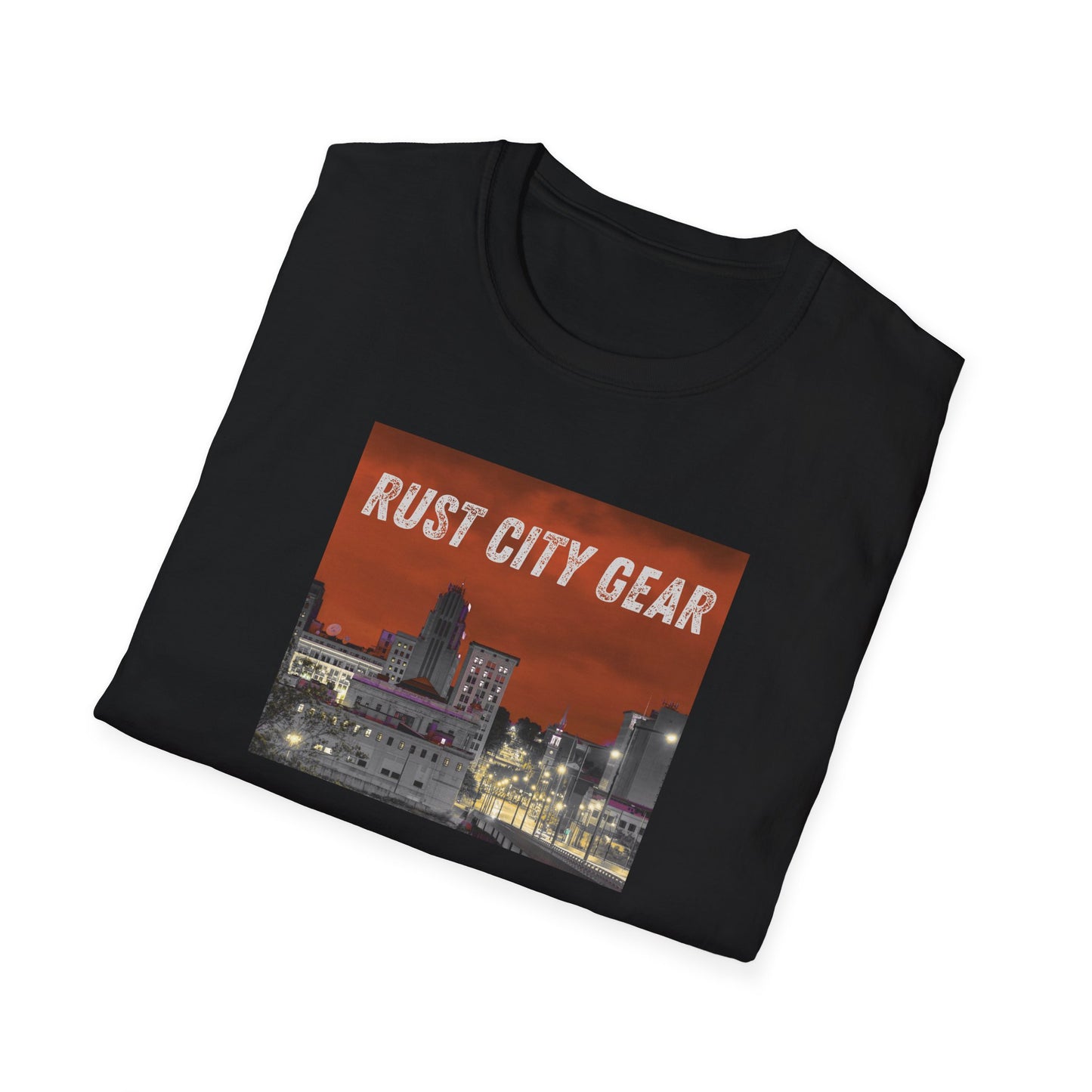 Rust City Gear Unisex Softstyle T-Shirt - Urban Fashion Tee, Casual Wear, Gift for City Lovers, Streetwear, Graphic Tee
