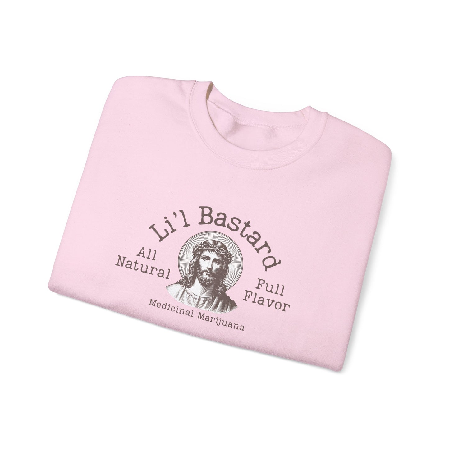 'Lil' Bastard' Jesus Marijuana Print, Perfect for Casual Style, Gift for Friends, Humor Apparel, Unisex Sweatshirt